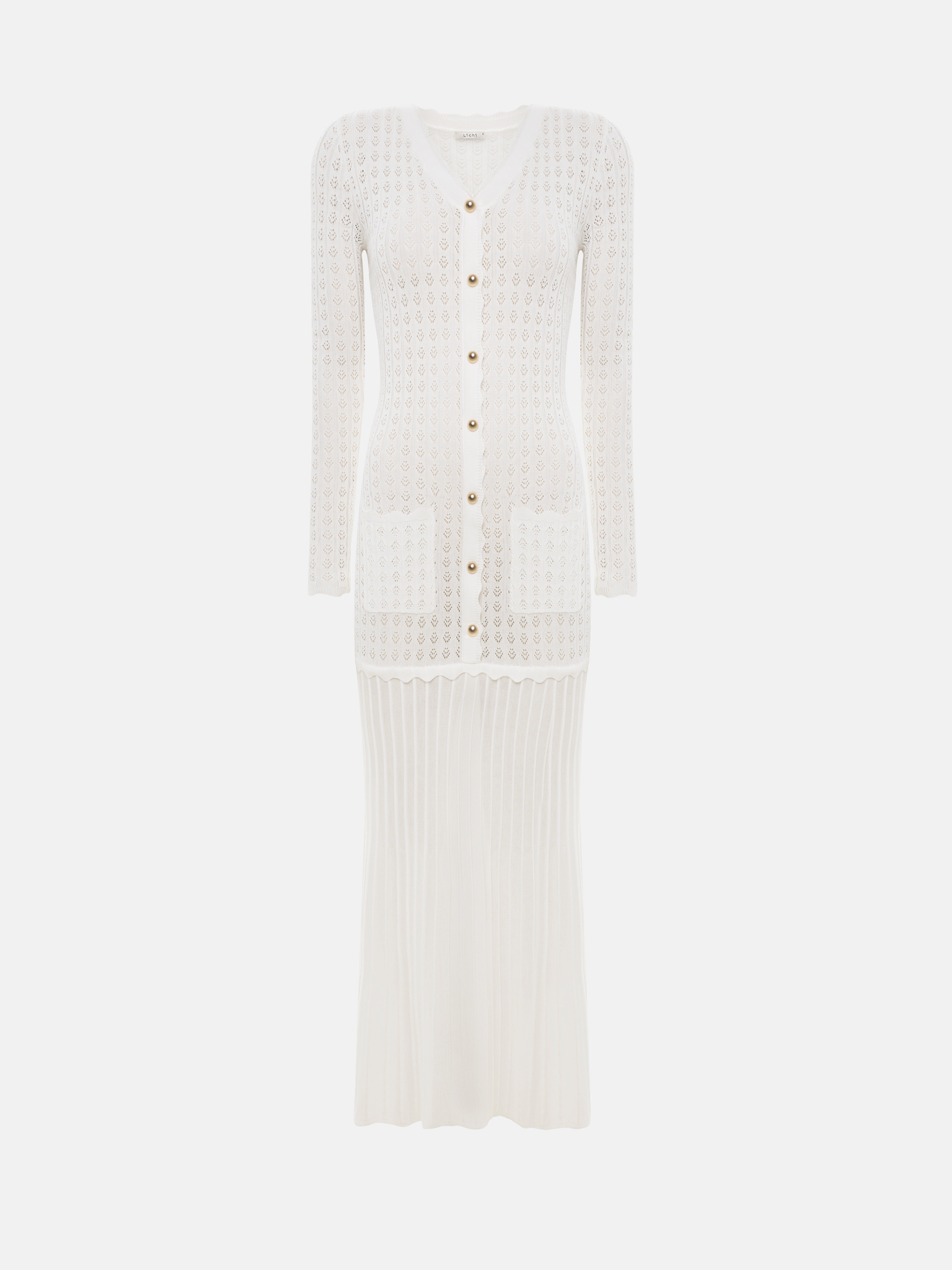 lace waist button maxi dress Lace Button Up Maxi Dress - White