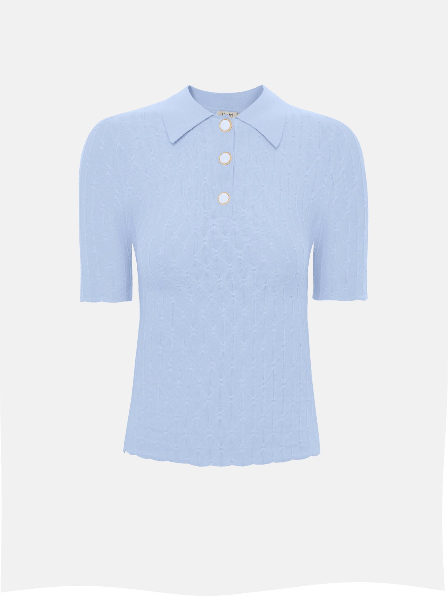 Polo shirt in textured knit with large buttons