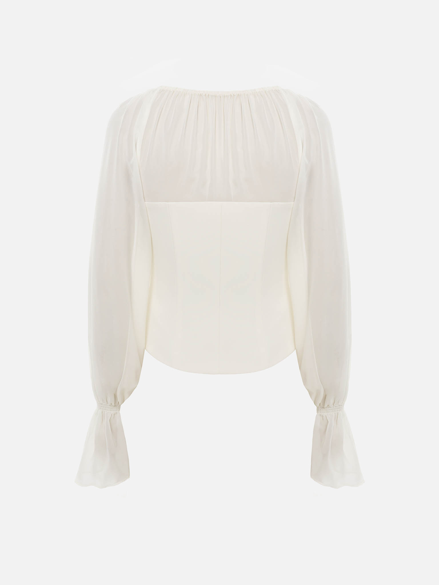 Lightweight blouse with gathered bodice and matching ties :: LICHI