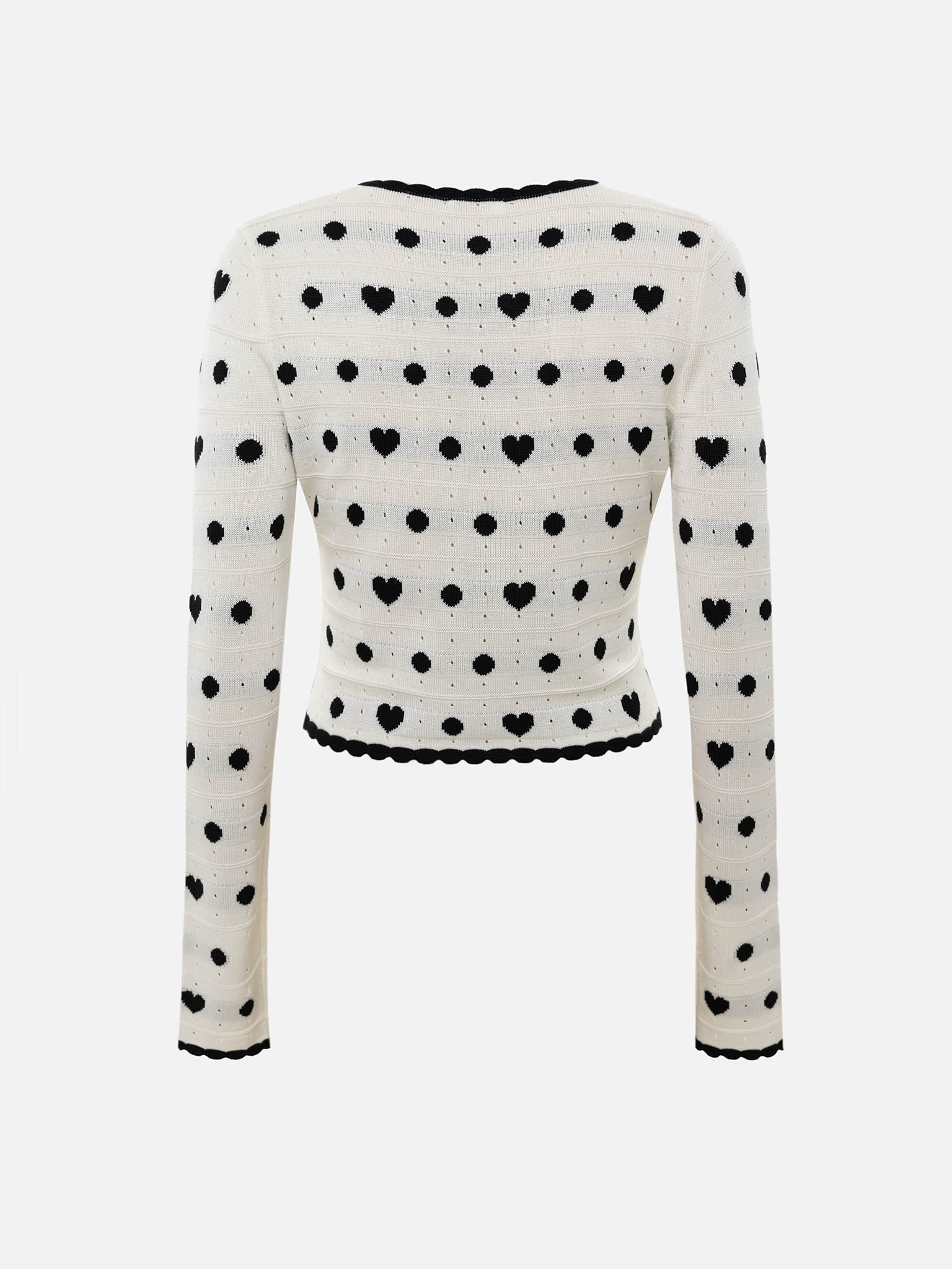 Textured knitted cardigan with contrasting pattern