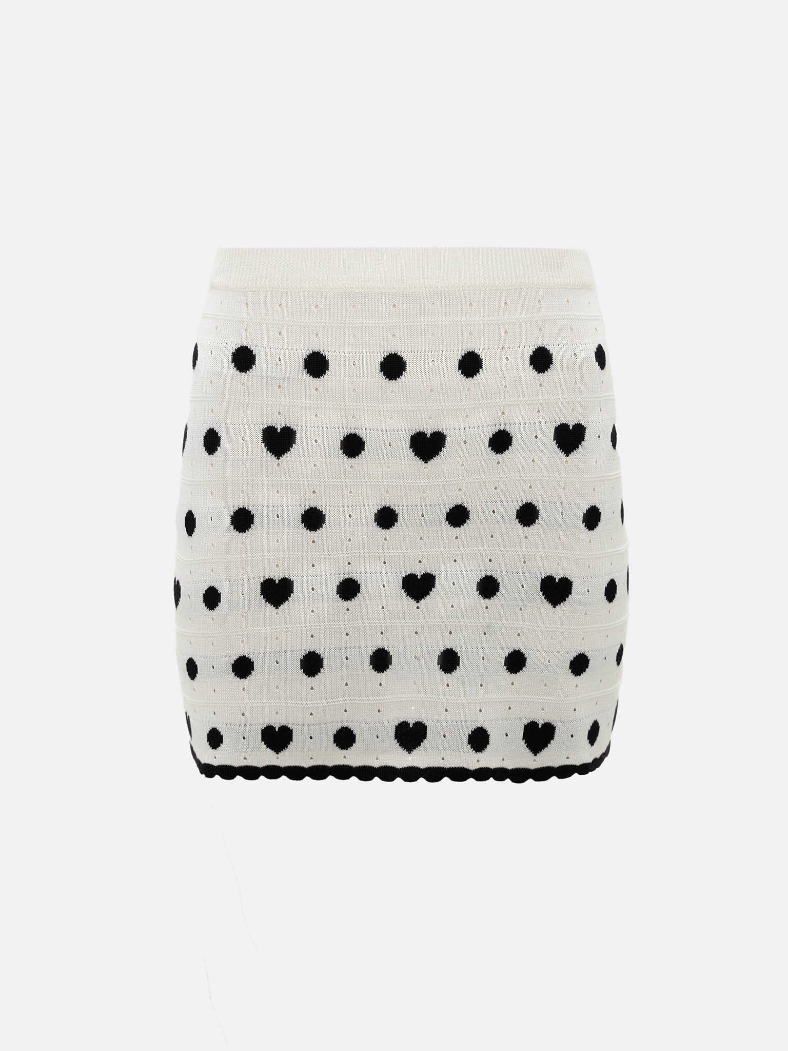 Textured knitted mini skirt with contrasting pattern
