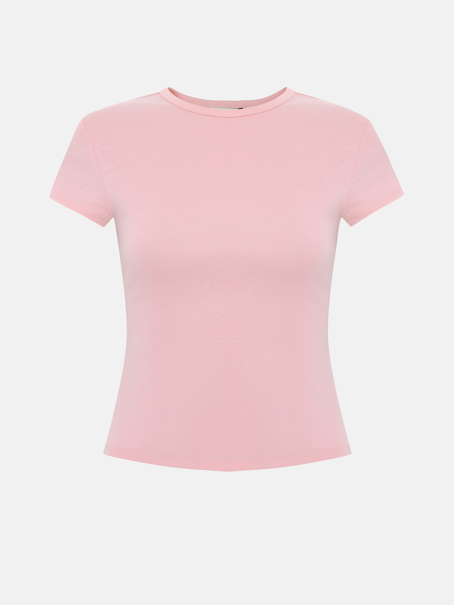 Cropped plain cotton T-shirt