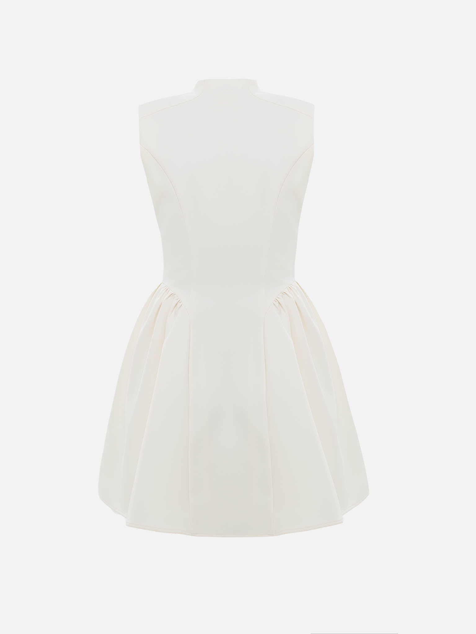 Mini dress with a voluminous skirt in smooth fabric