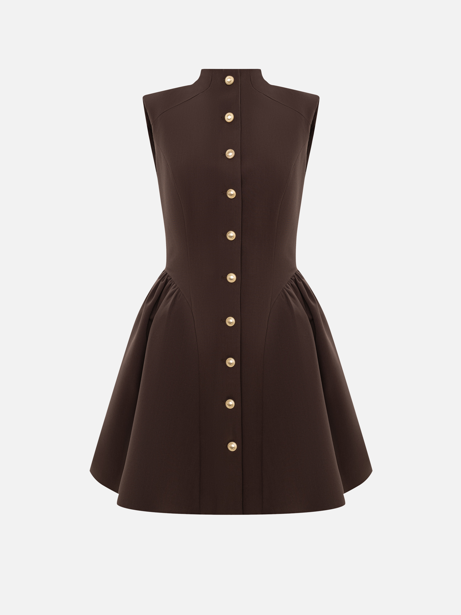 Mini dress with a voluminous skirt in smooth fabric