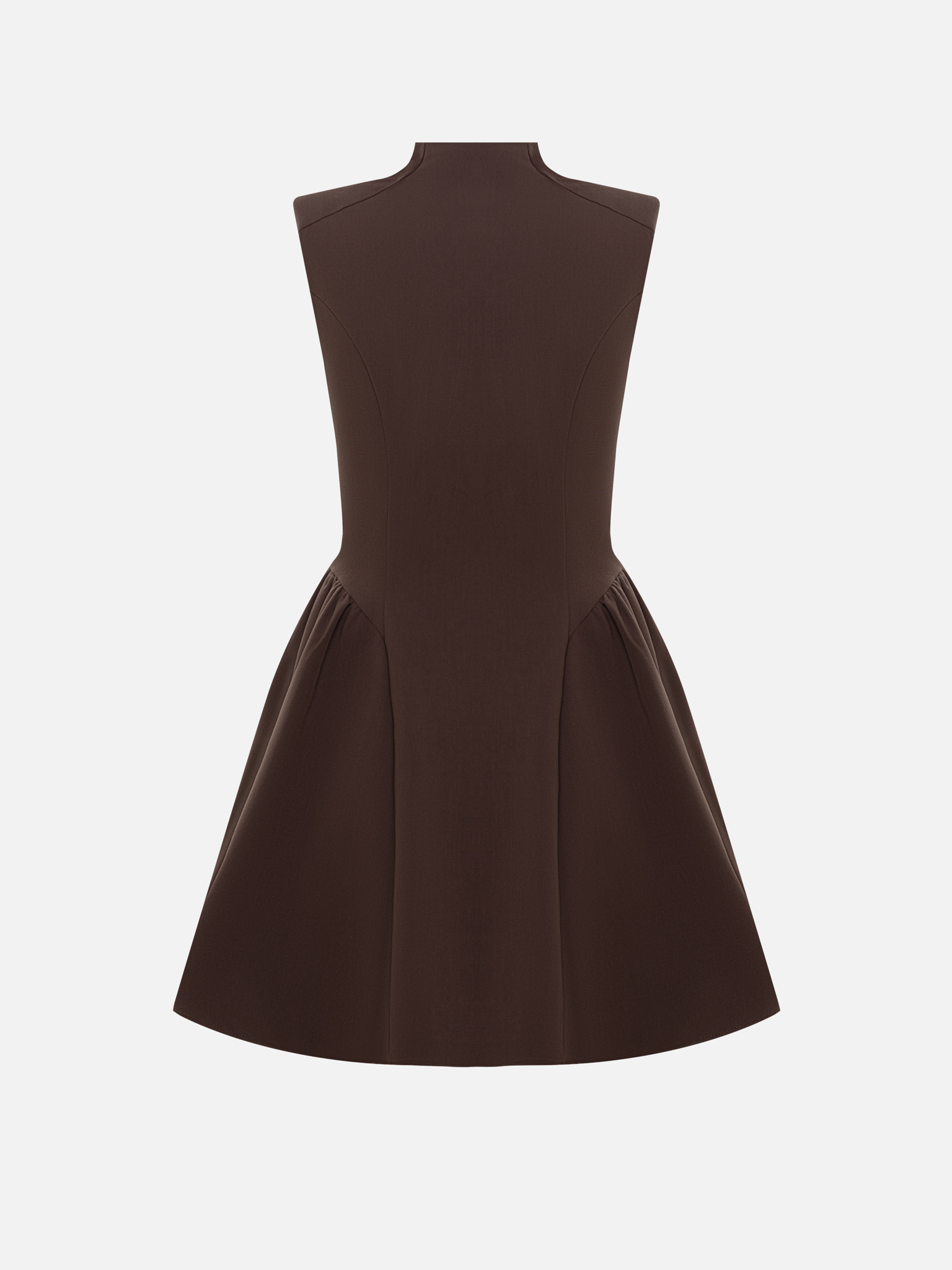 Mini dress with a voluminous skirt in smooth fabric
