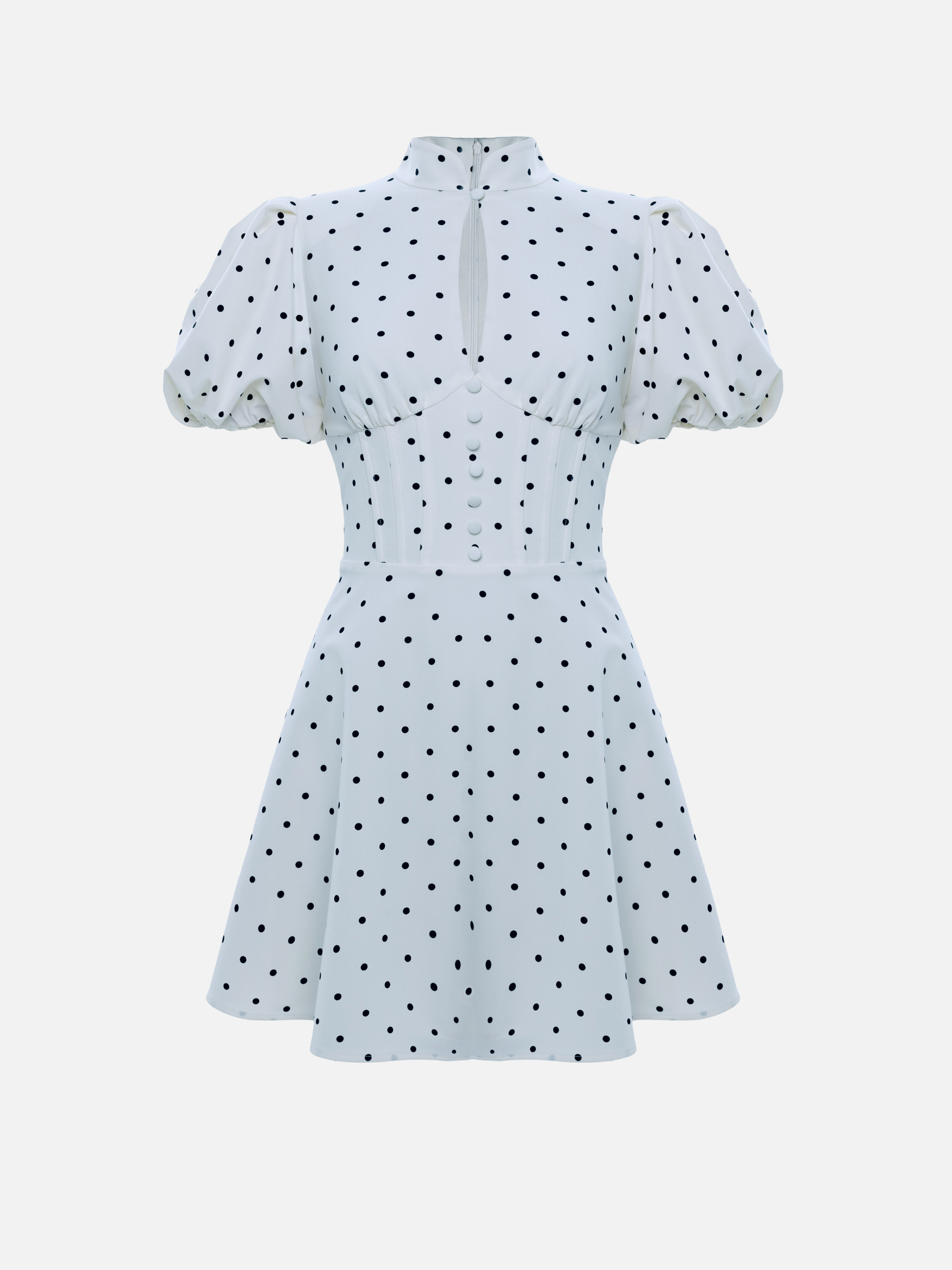 Polka dot mini dress with lantern sleeves :: LICHI - Online fashion store