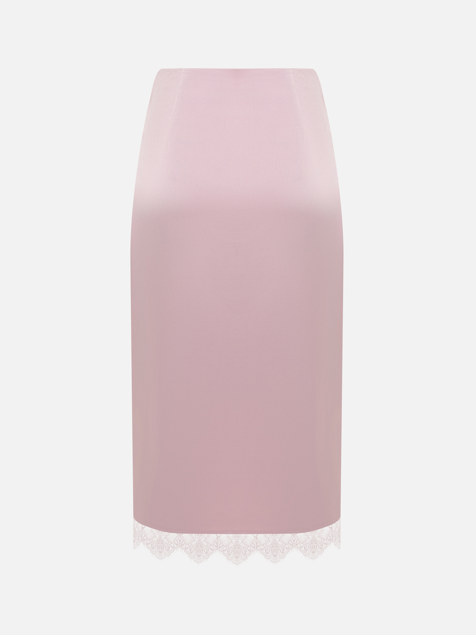 Satin midi skirt with lace trim