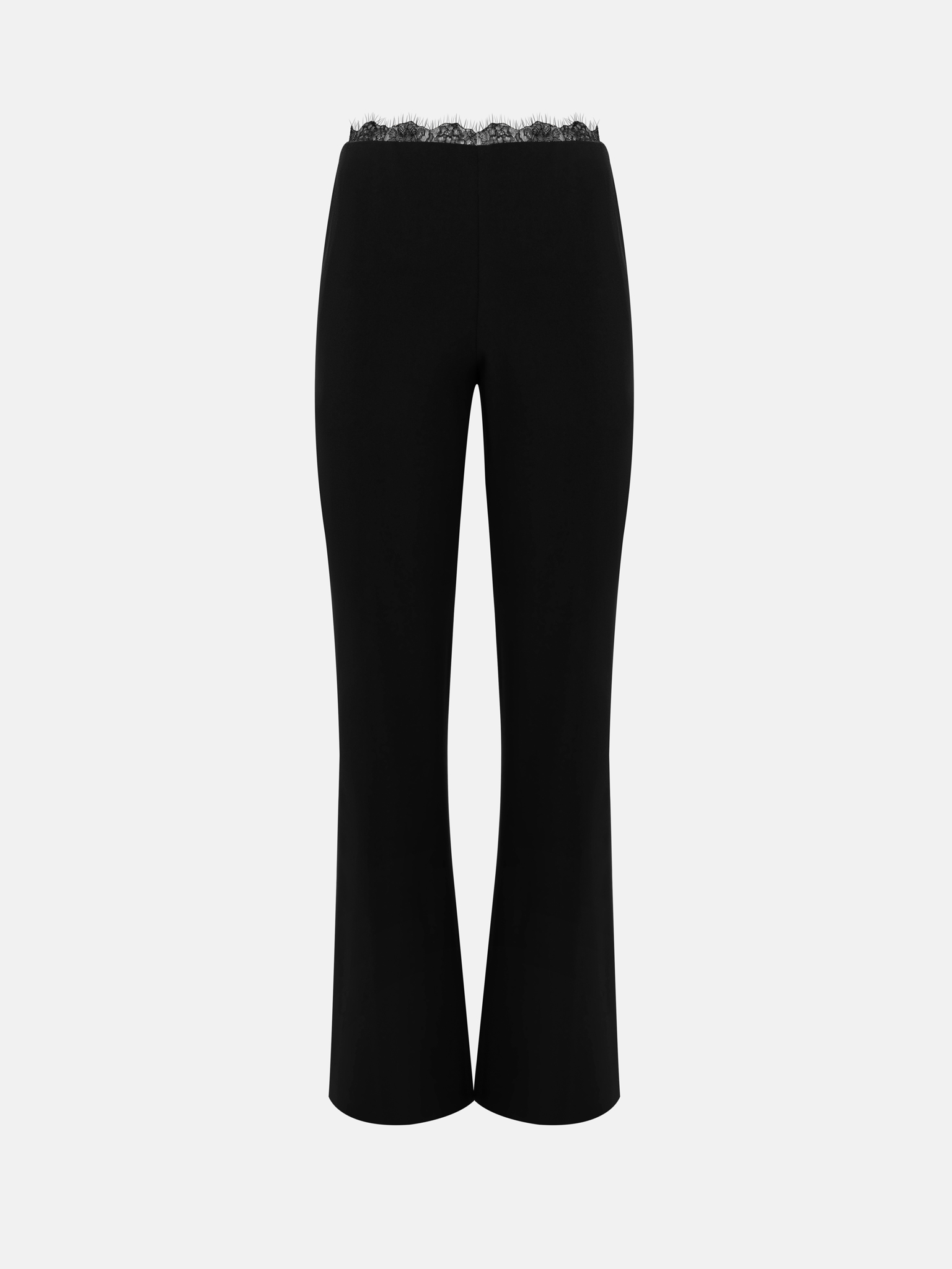 Flared trousers in suiting fabric with lace decor