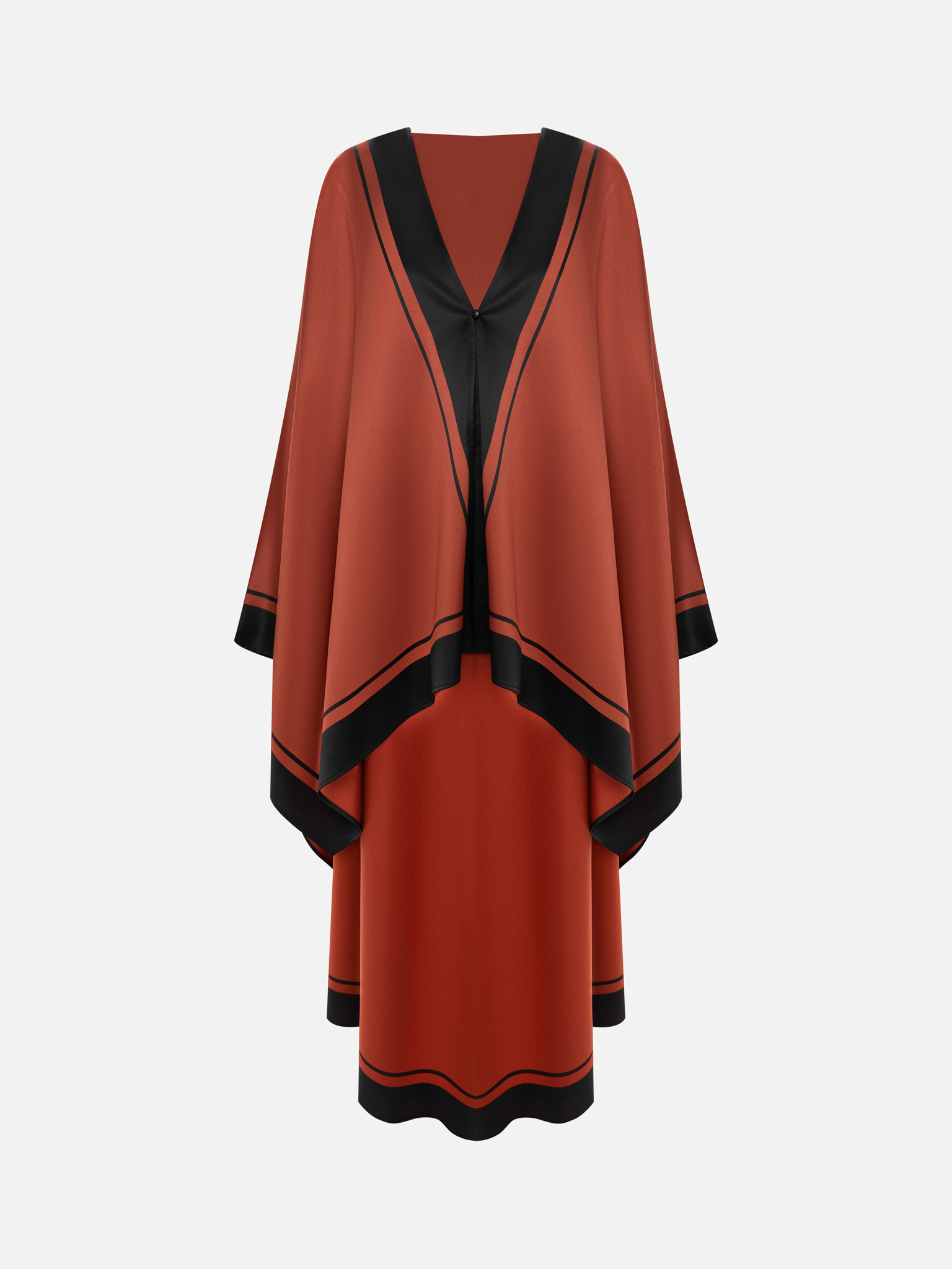 Maxi dress with a cape and contrasting details
