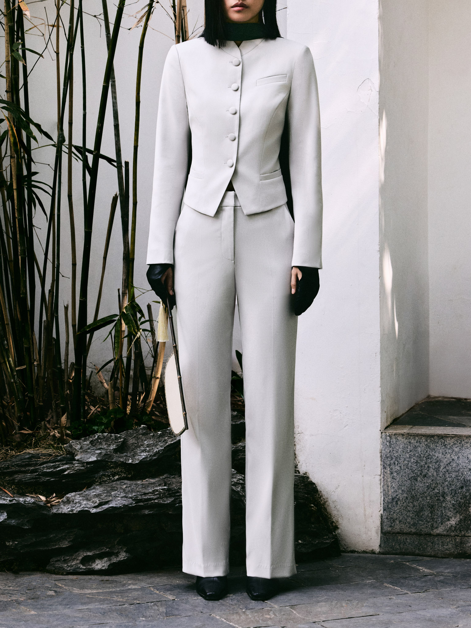 Straight mid-rise trousers