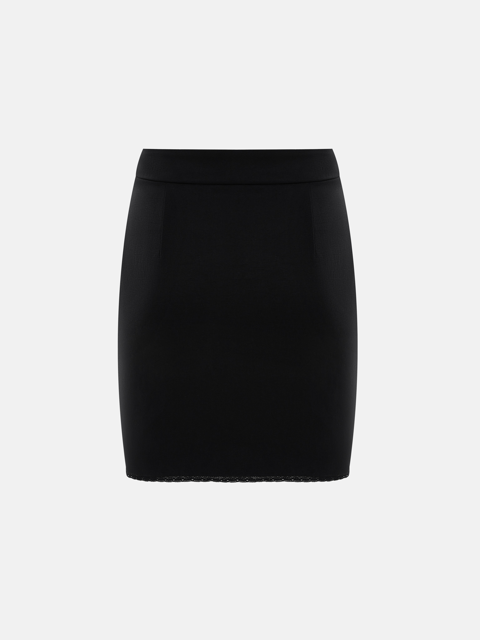 Straight viscose mini skirt with openwork detailing