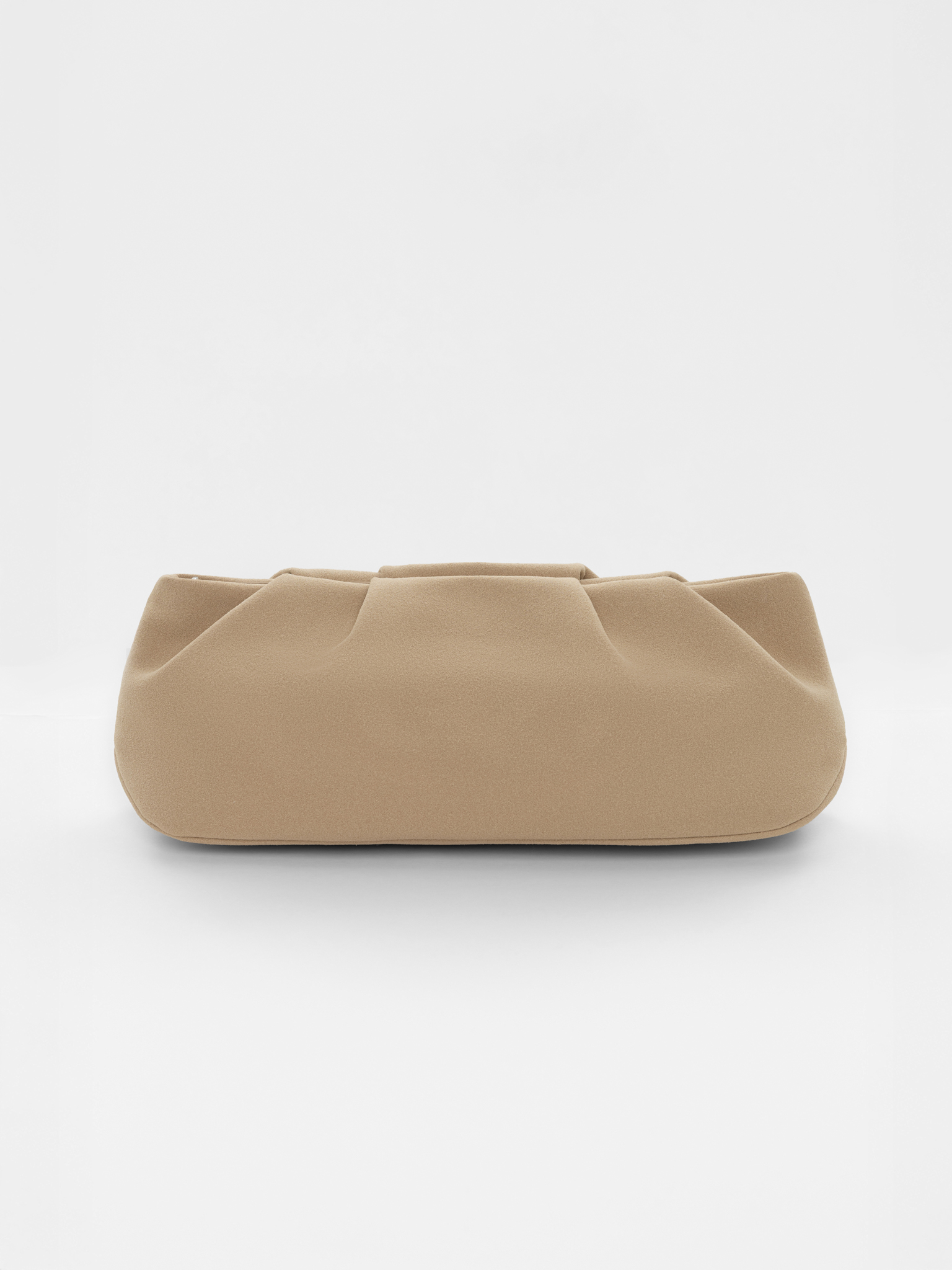 Voluminous eco-leather clutch bag with a thin strap