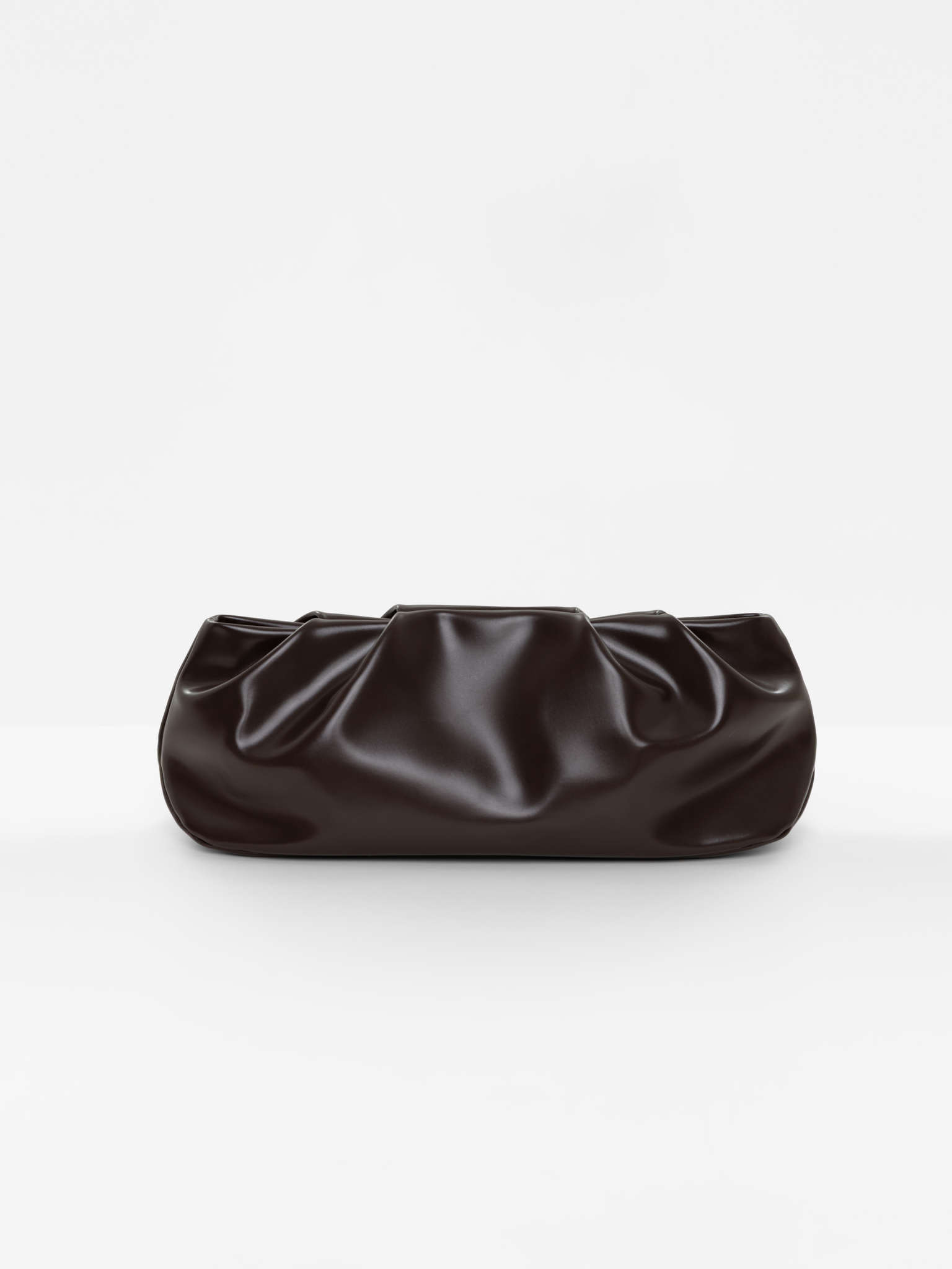 Voluminous eco-leather clutch bag with a thin strap