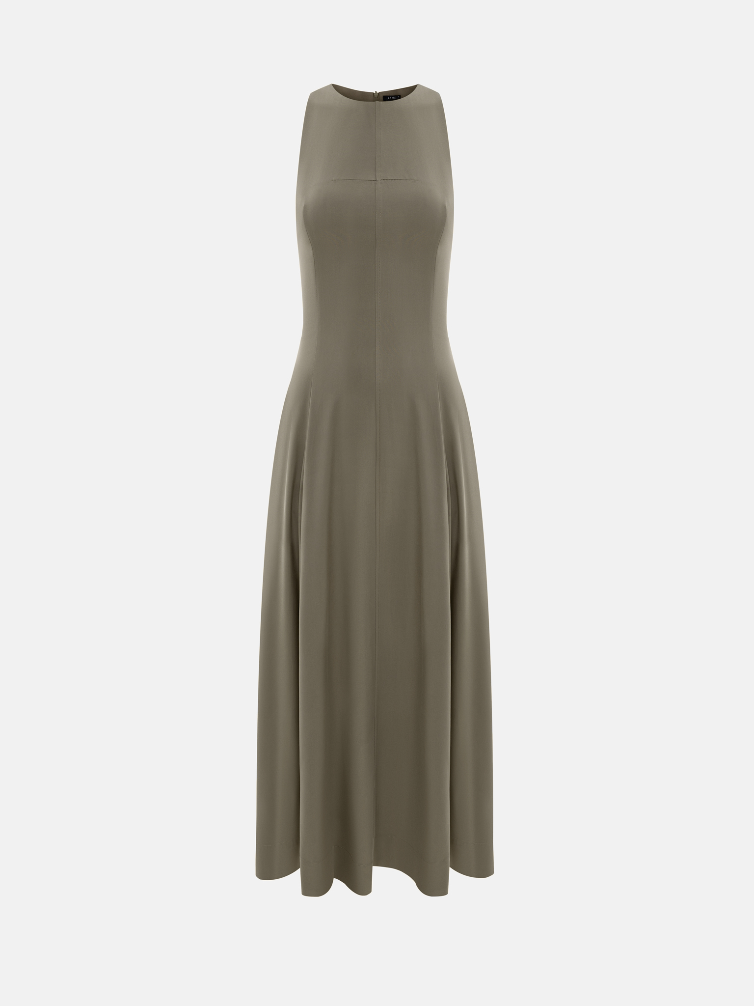 Fitted midi dress with vertical darts on the bodice