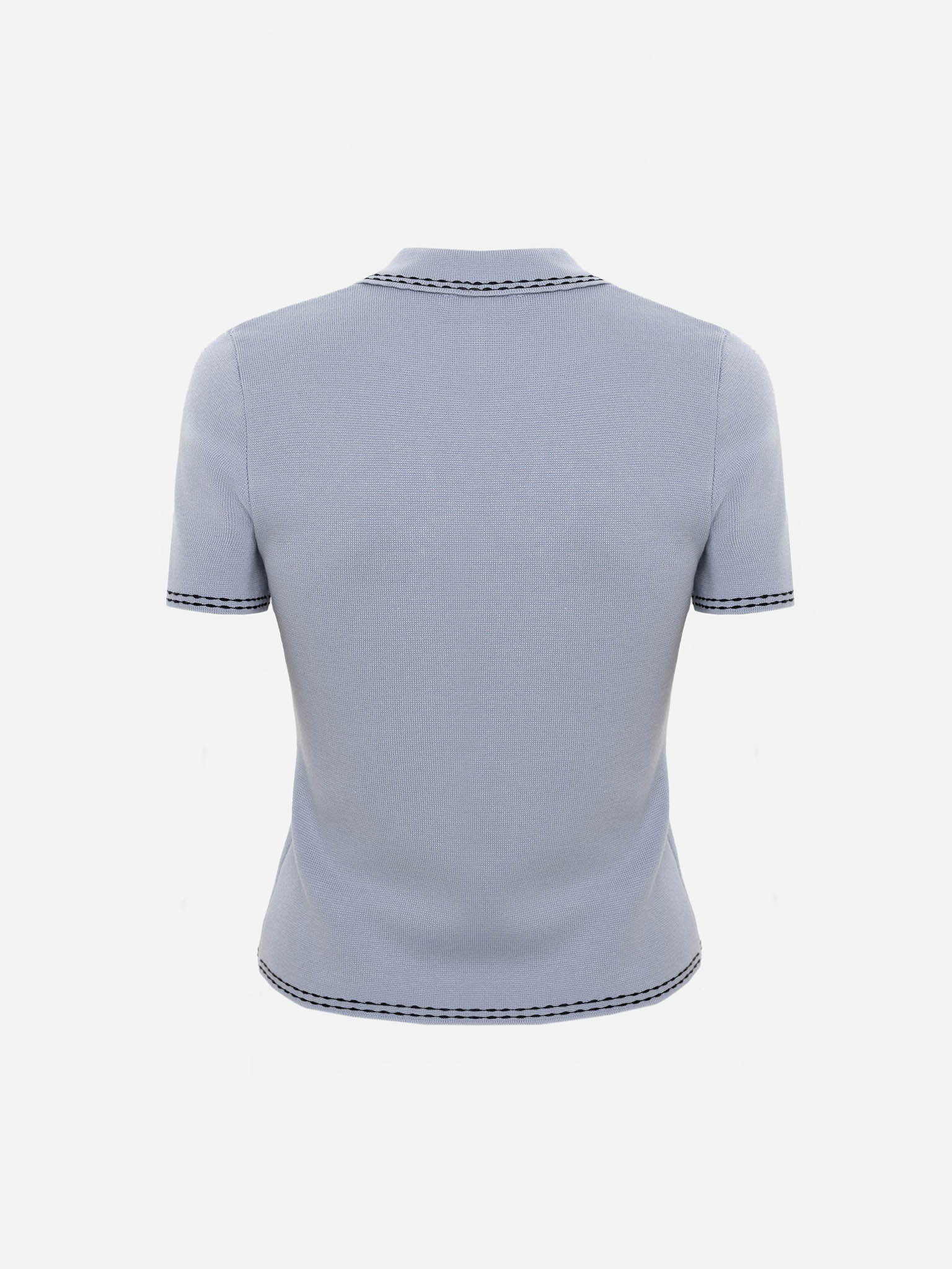 Viscose polo shirt with a turn-down collar and contrasting stitching