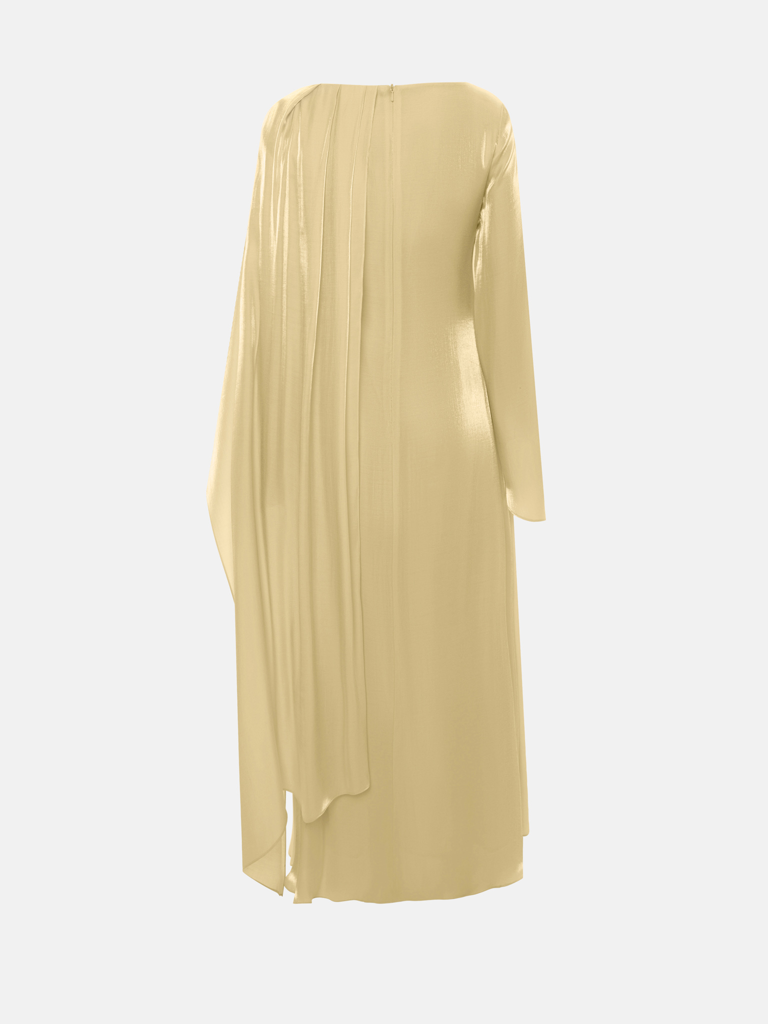 Textured maxi dress with one shoulder cape