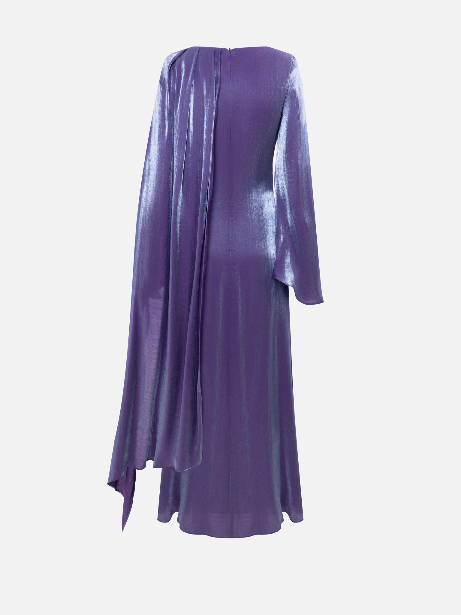 Textured maxi dress with one shoulder cape