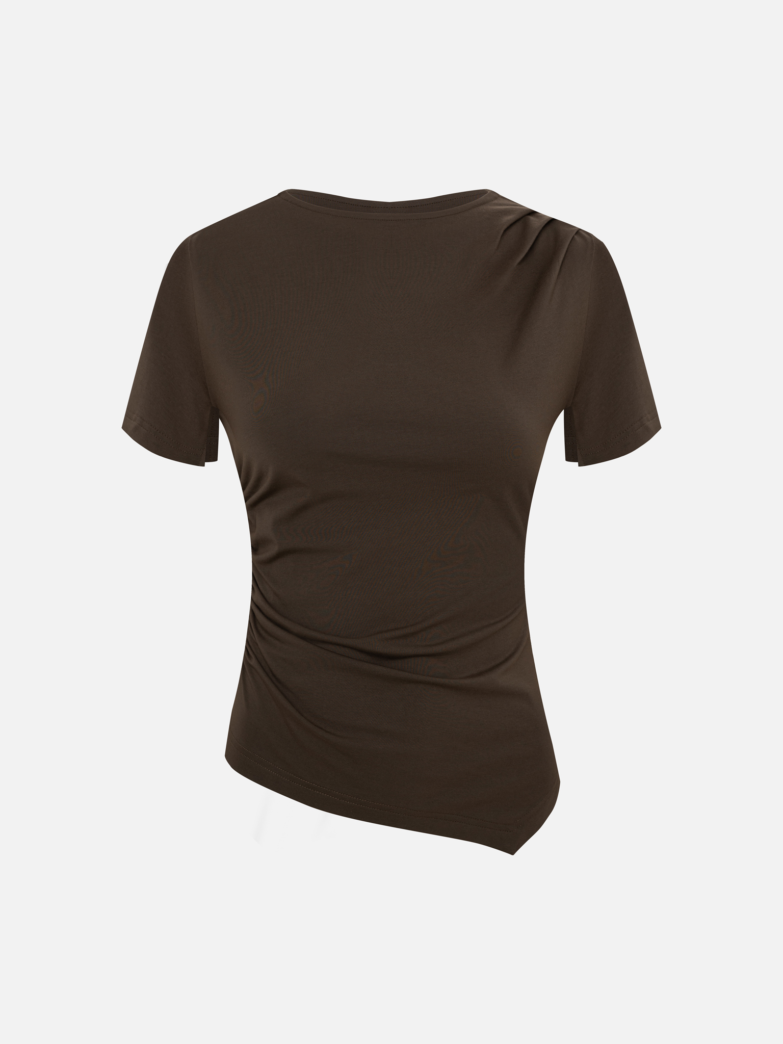 Short-sleeved T-shirt with an asymmetrical hem :: LICHI - Online