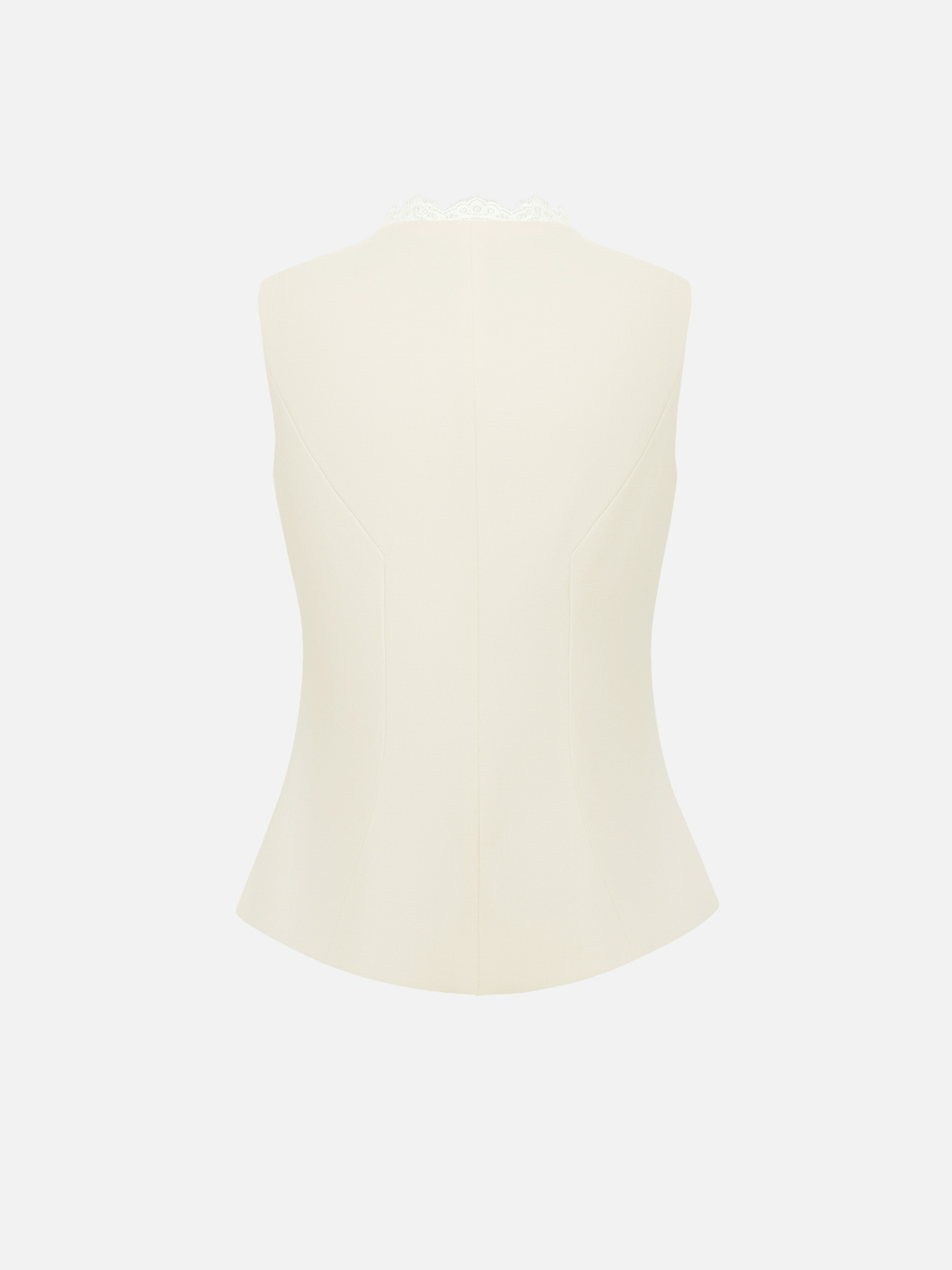 Waistcoat in suiting fabric with lace decor