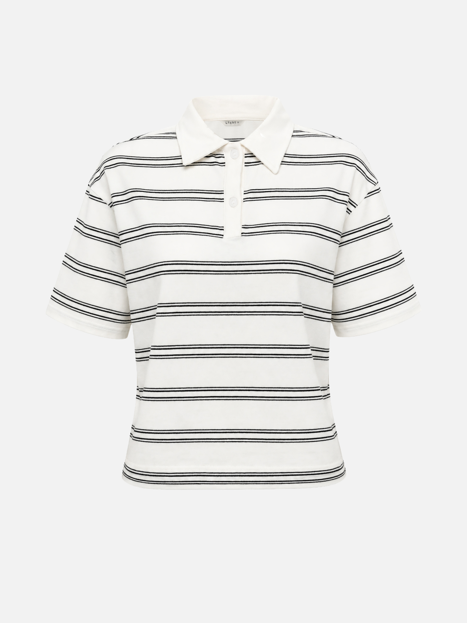 Loose-fitting cotton polo shirt with contrasting stripes