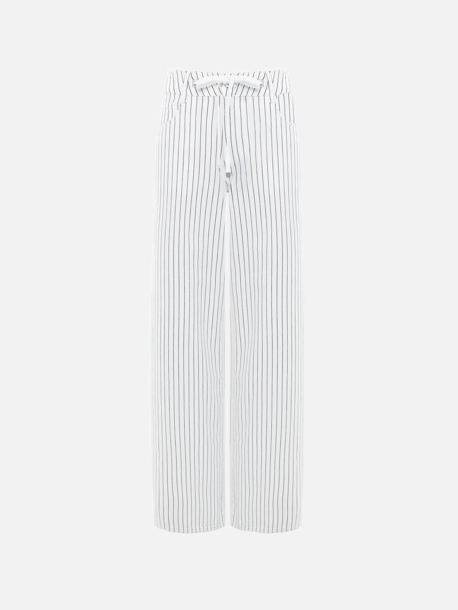 Relaxed striped jeans with waist ties