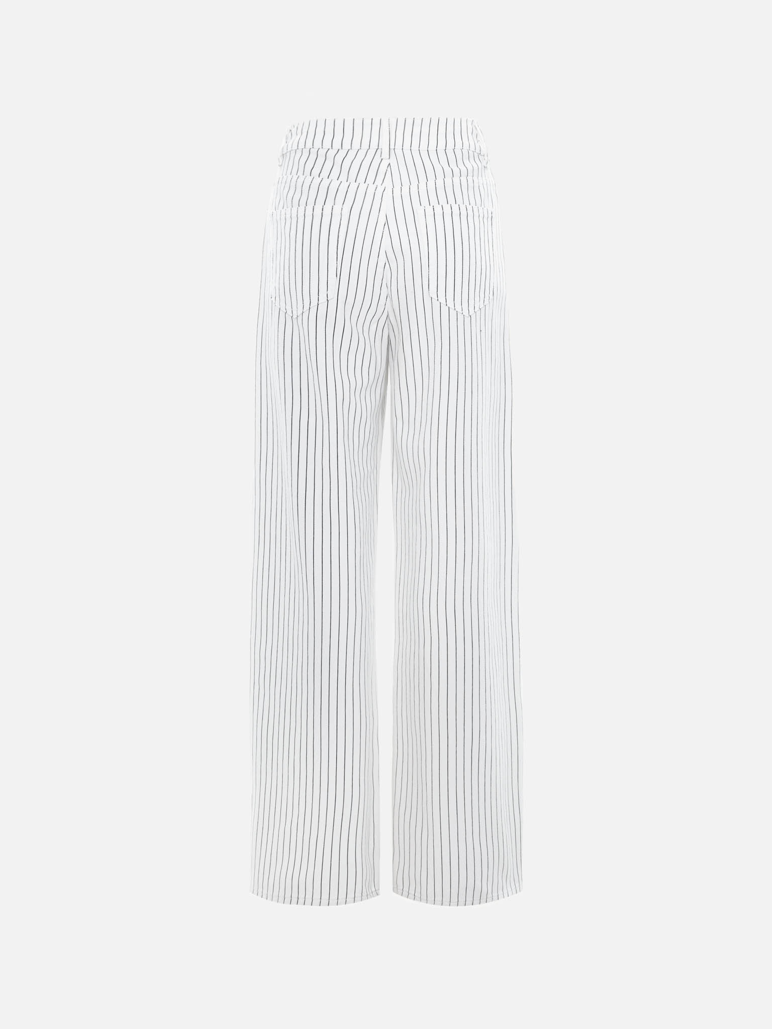 Relaxed striped jeans with waist ties