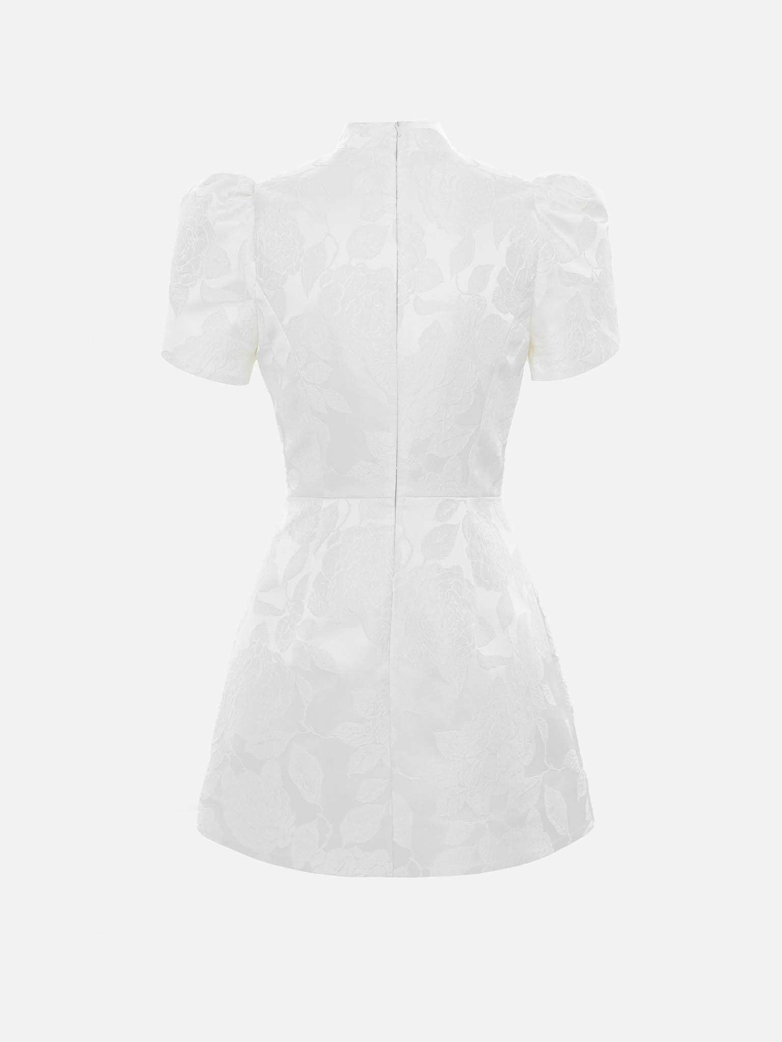 Приталенное платье мини с фактурным цветочным орнаментом