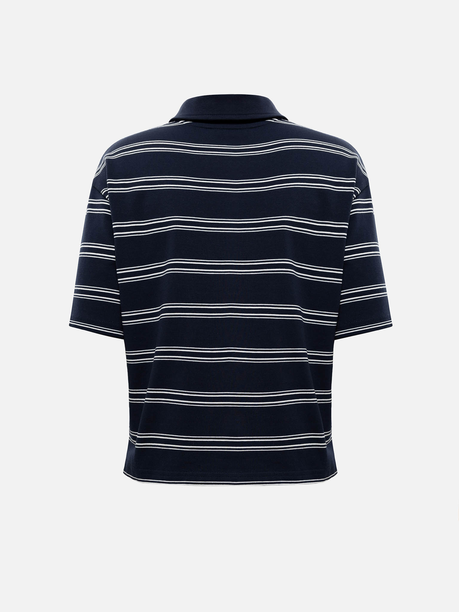 Loose-fitting cotton polo shirt with contrasting stripes