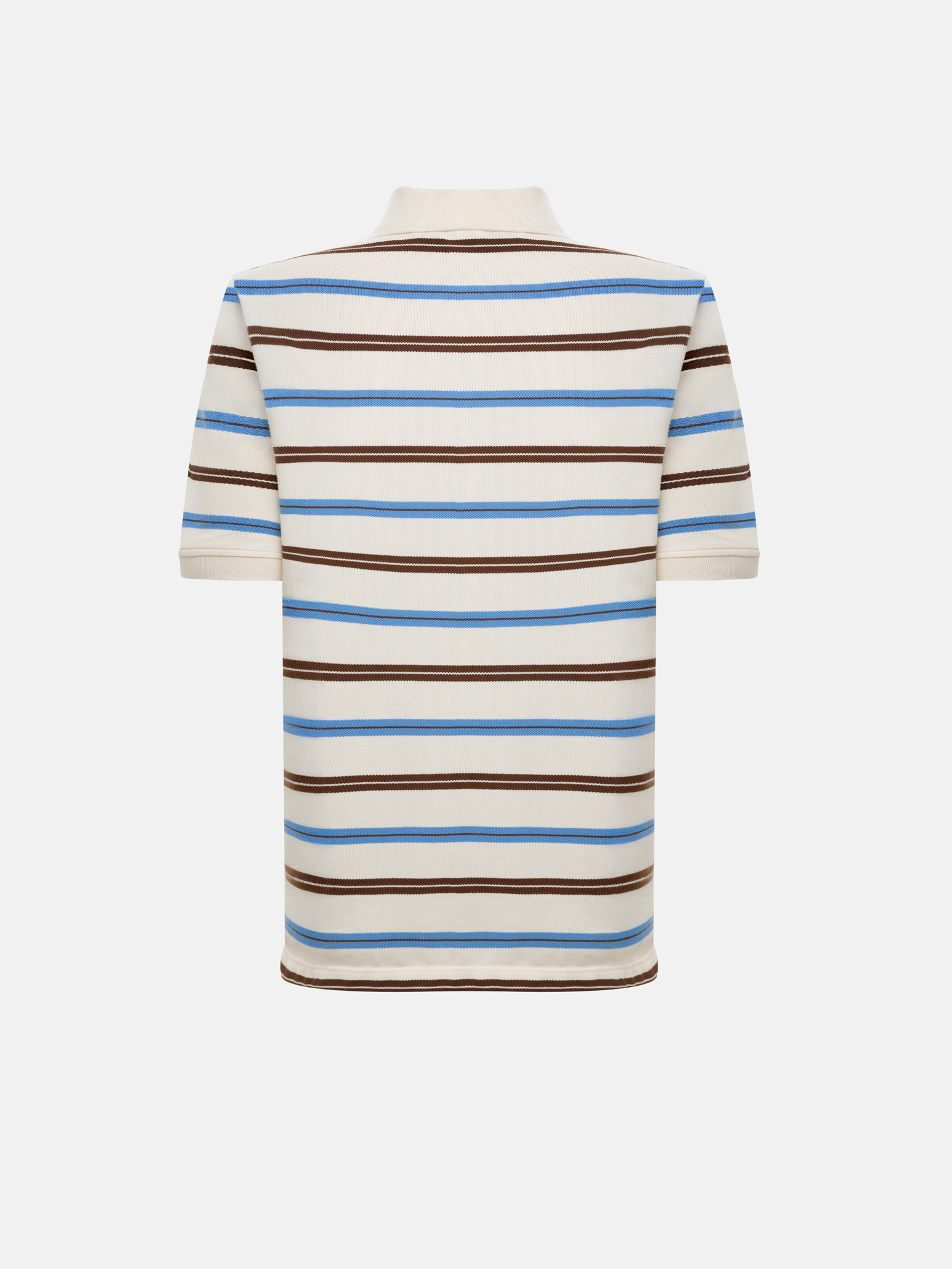 Loose-fitting cotton polo shirt with multicoloured stripes