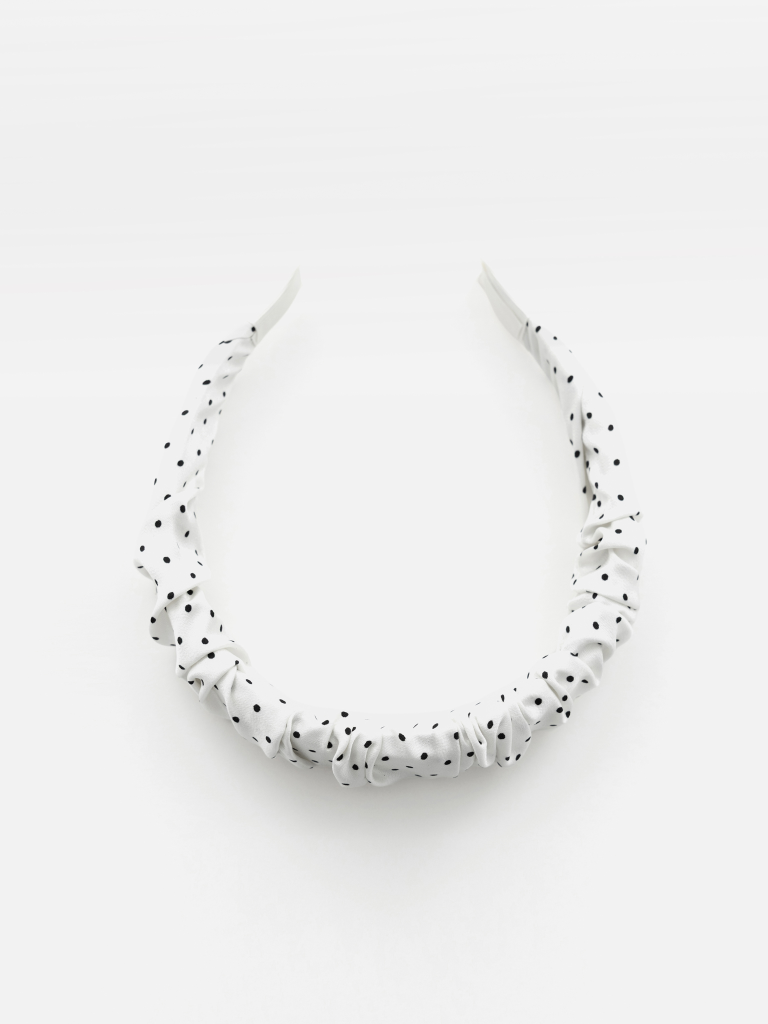 Polka dot gathered fabric hairband