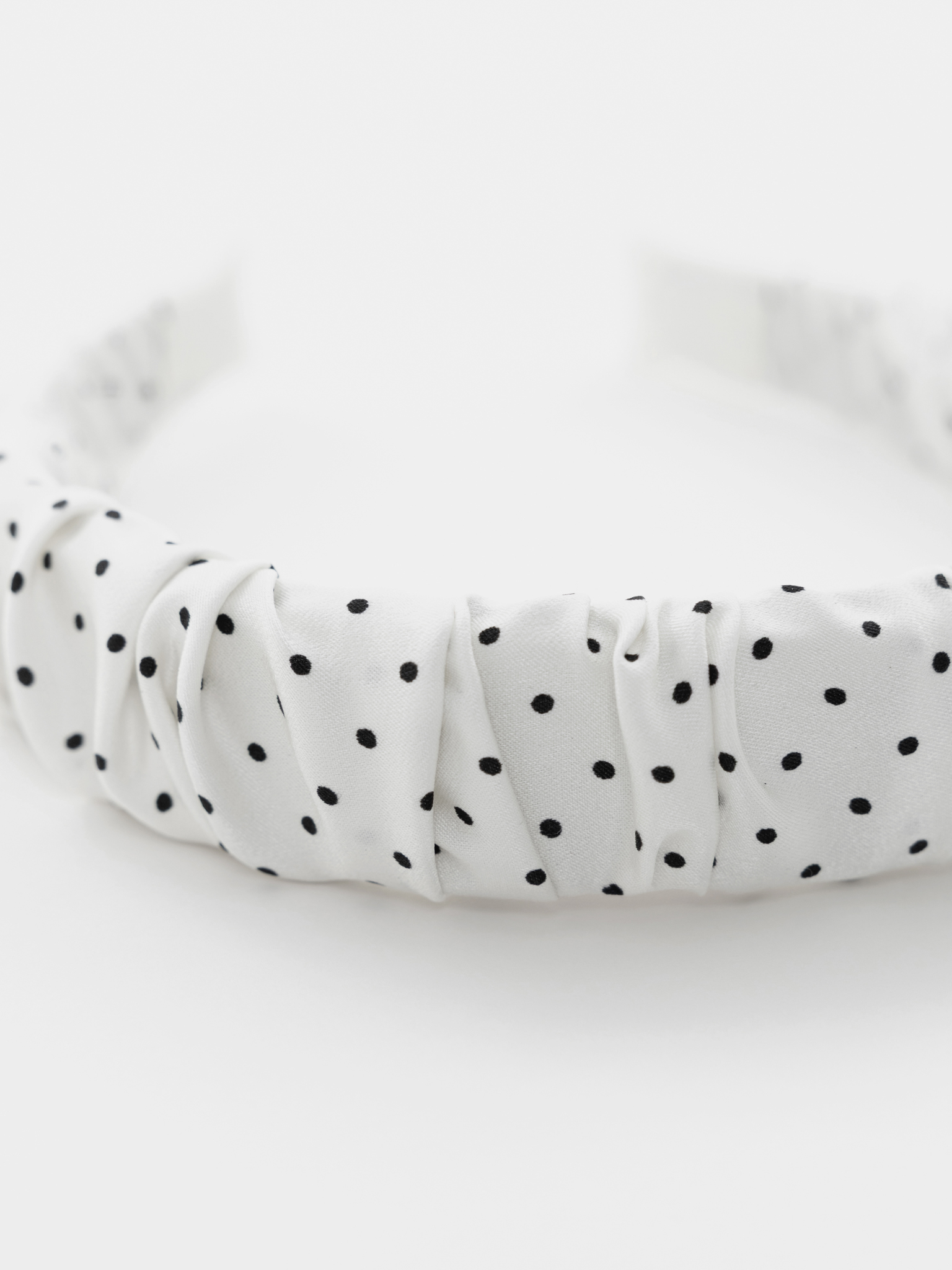 Polka dot gathered fabric hairband