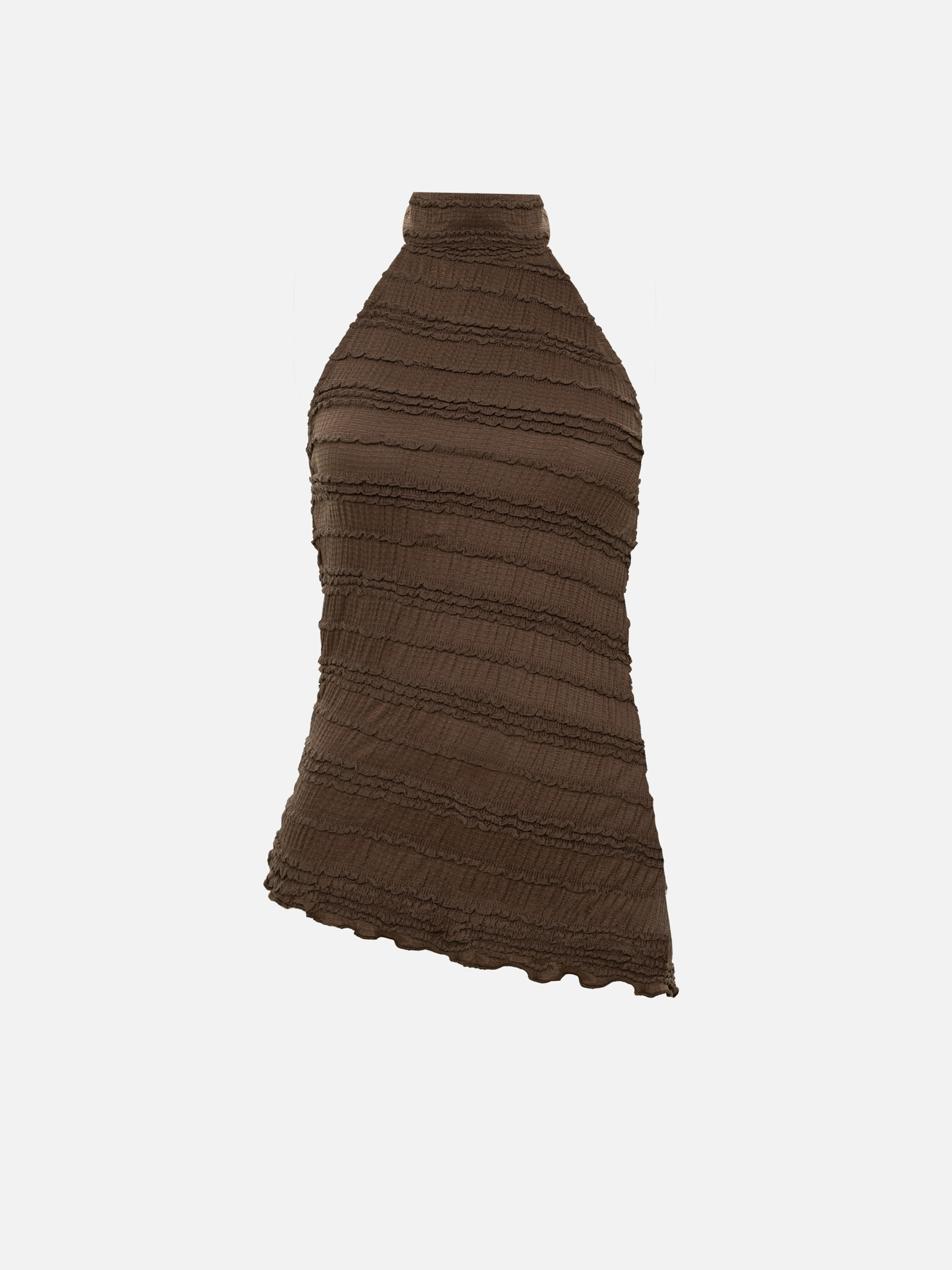 Elongated top in crinkled fabric