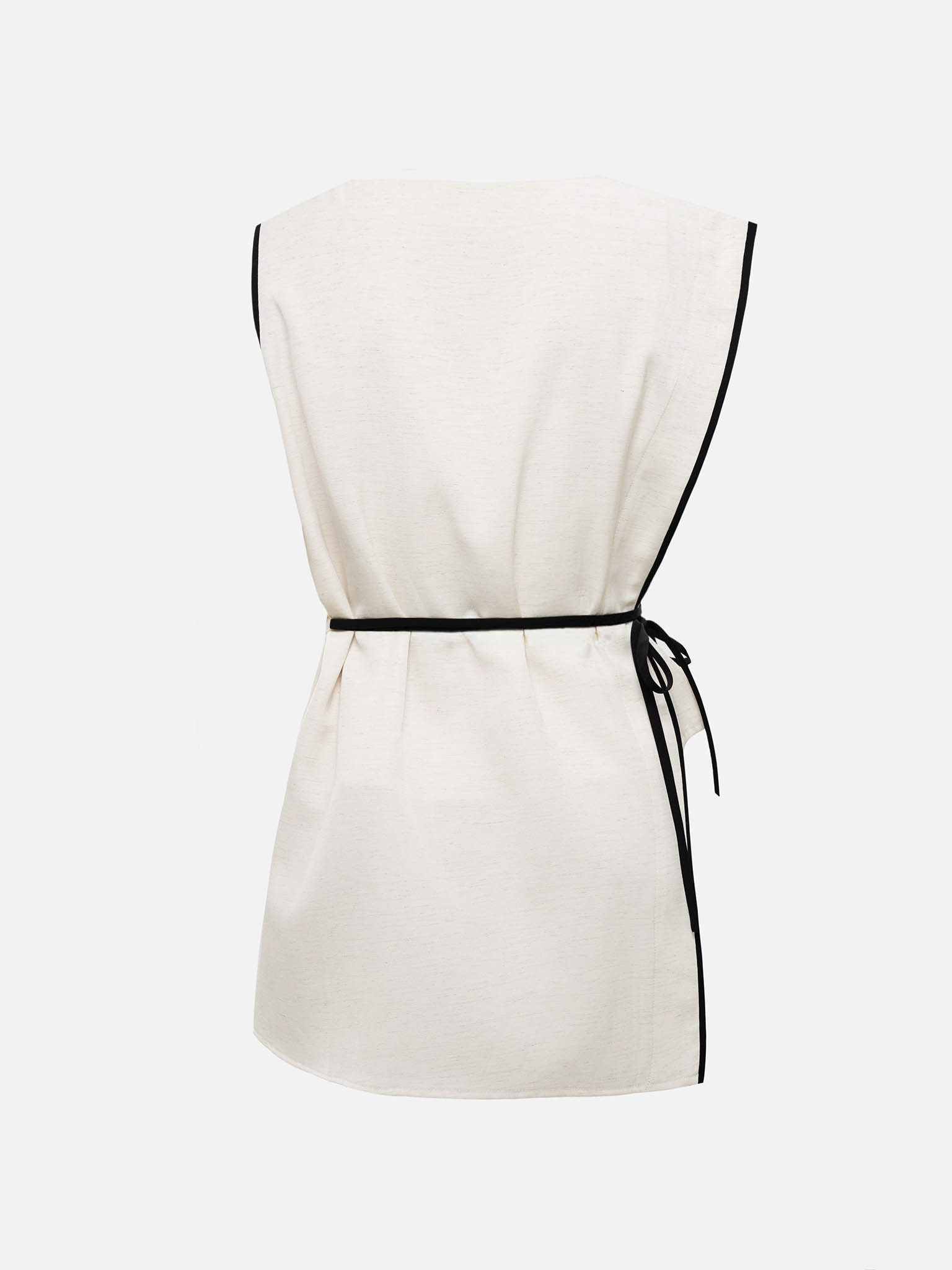 Asymmetrical viscose top with contrasting trim