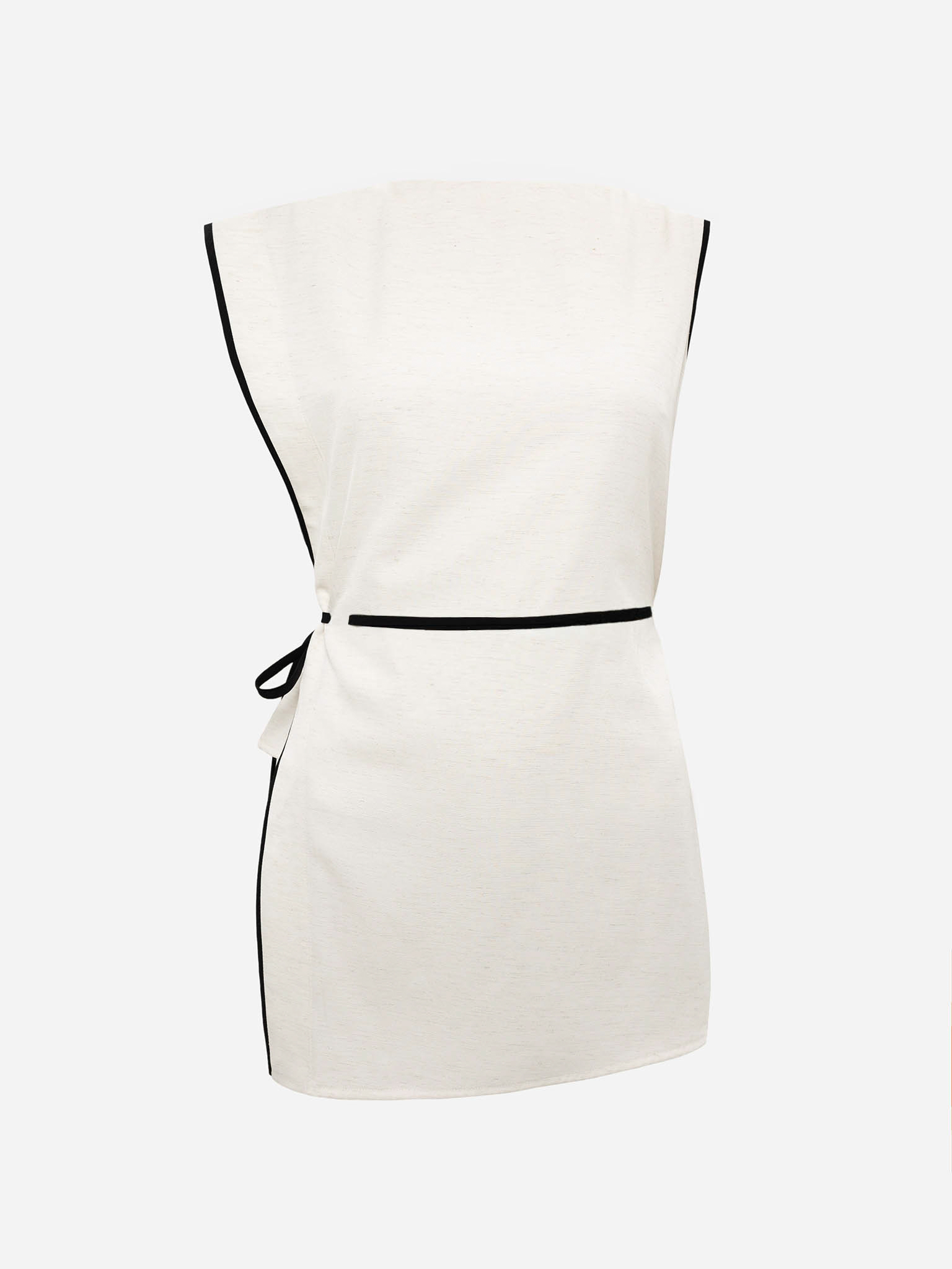 Asymmetrical viscose top with contrasting trim