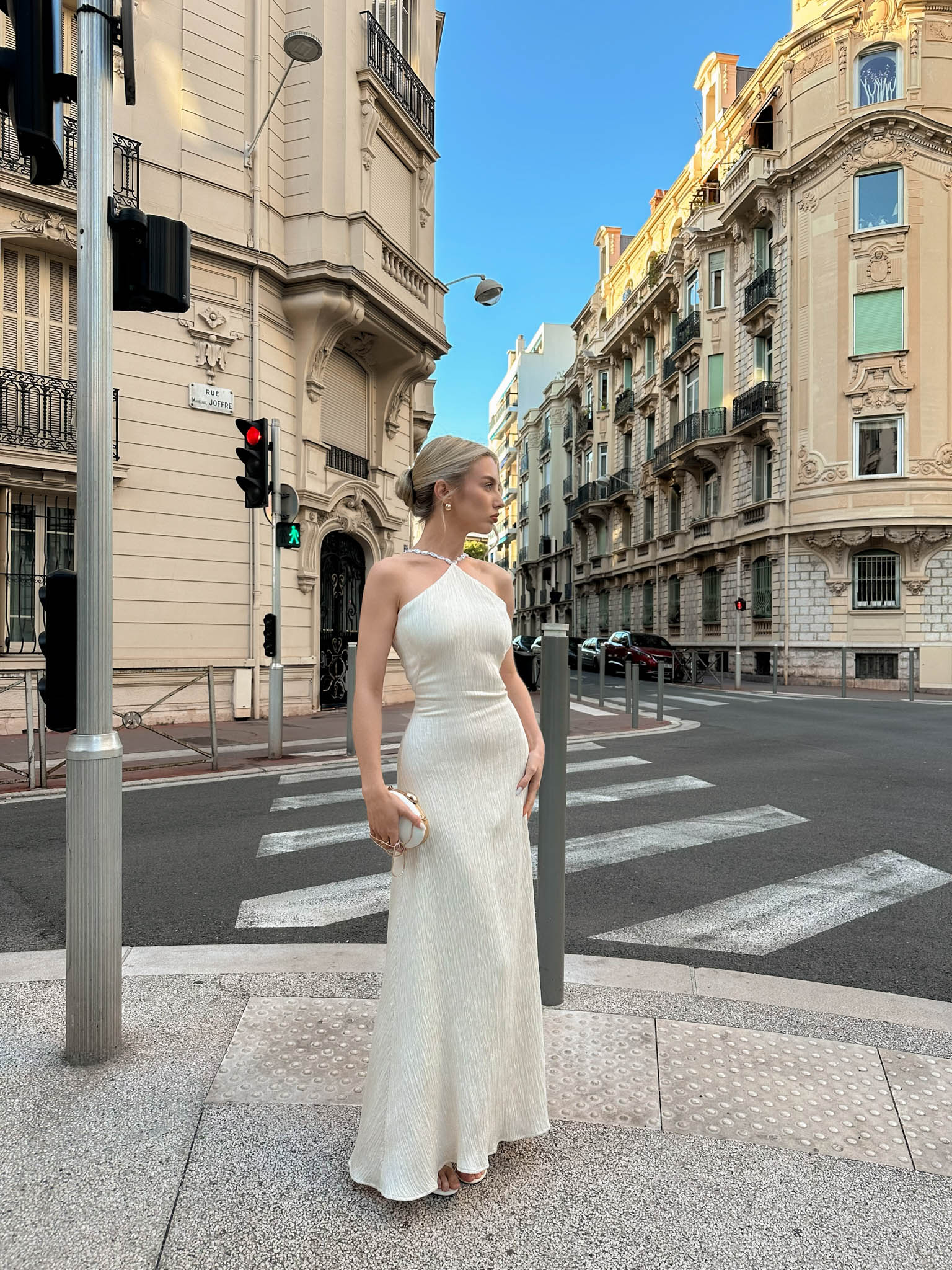 pearlescent dress ASHLEYlauren 11598 Off Shoulder Pearl Beaded Gown