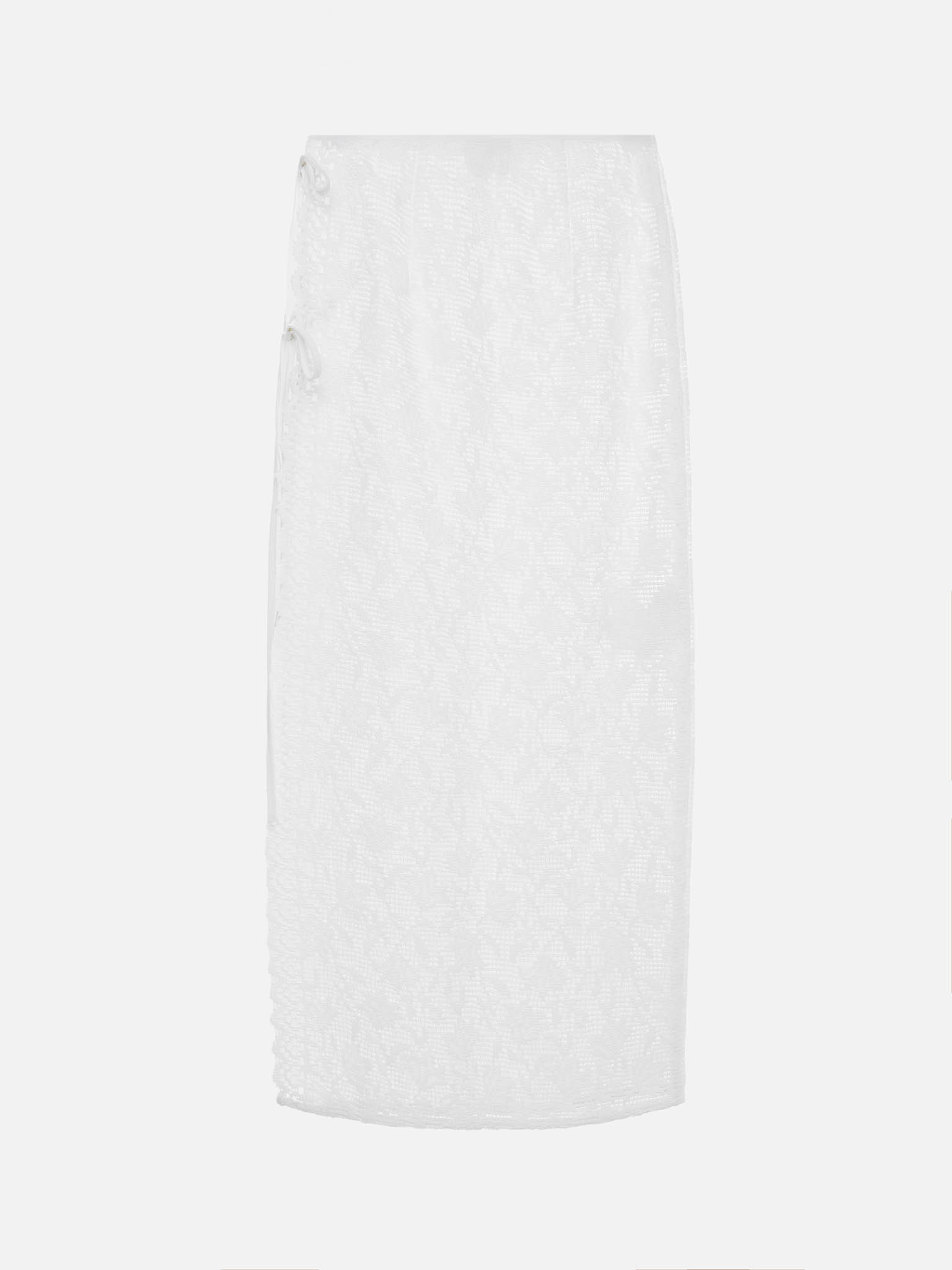 Decorative knitted midi skirt with ties