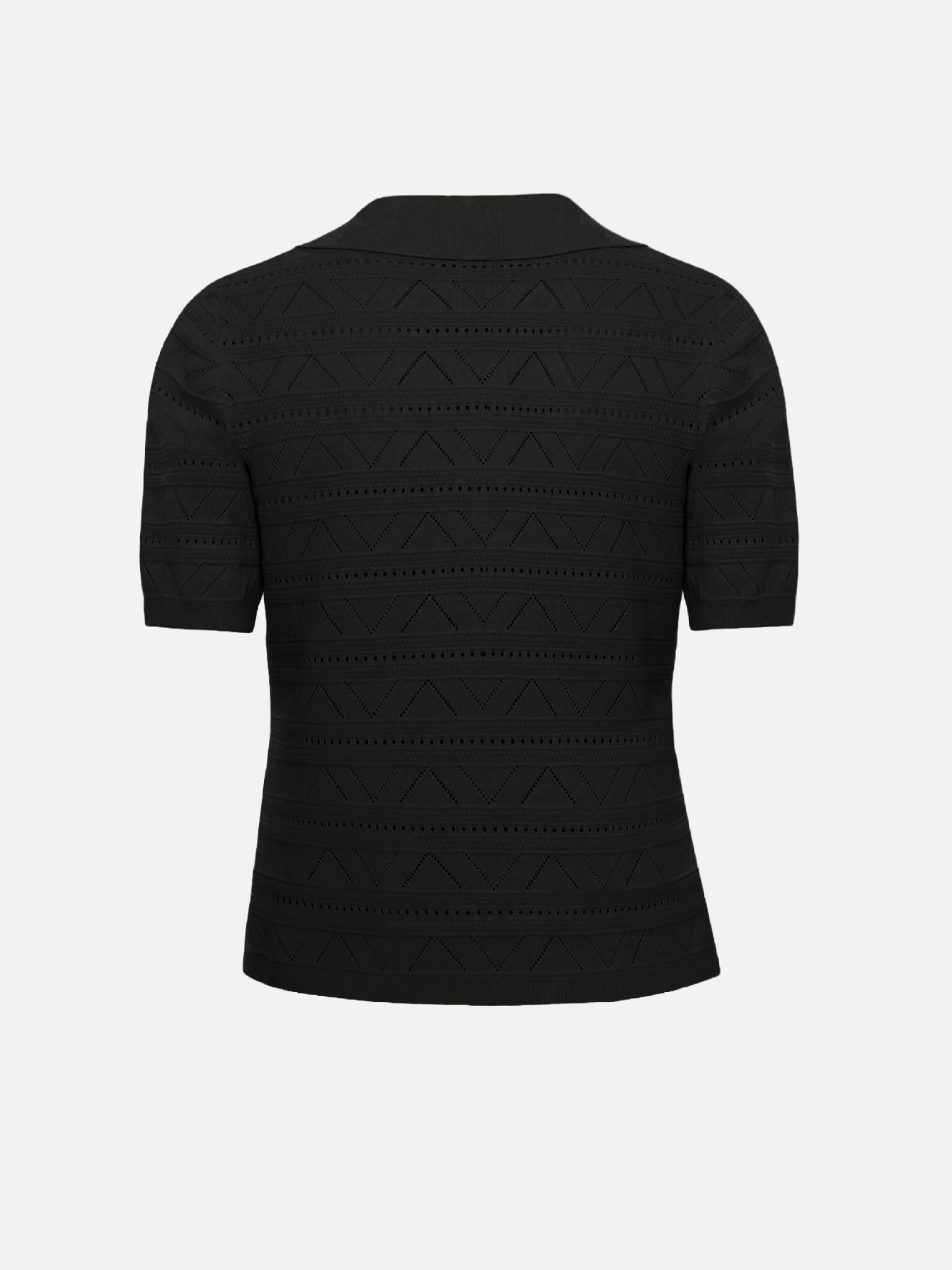Knitted polo shirt with geometric pattern
