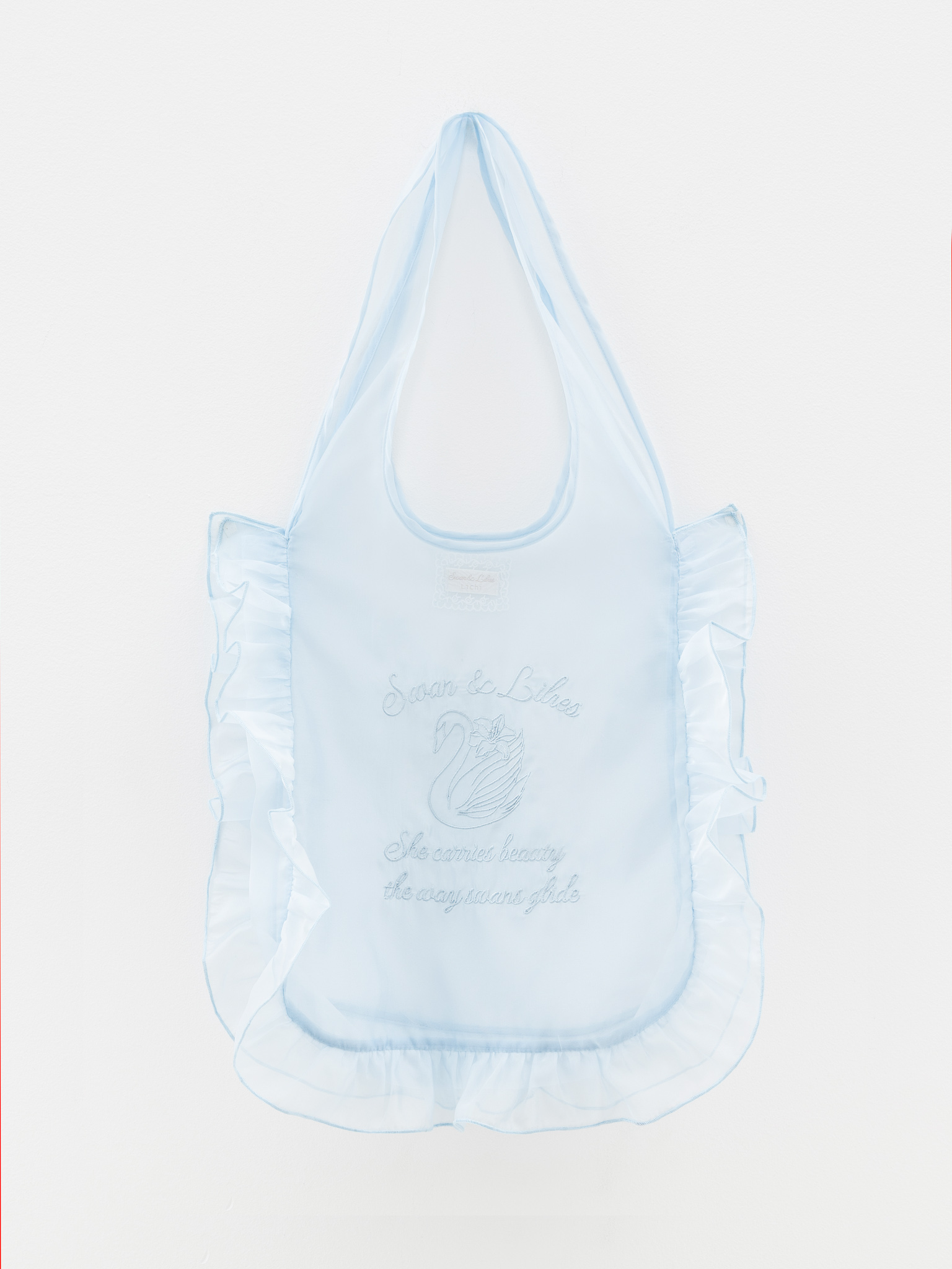 Chiffon bag with ruffles and embroidery
