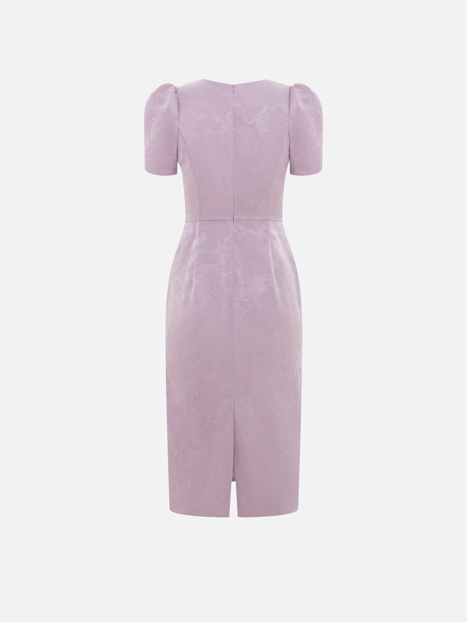 Robe mi-longue à manches courtes bouffantes et jupe droite