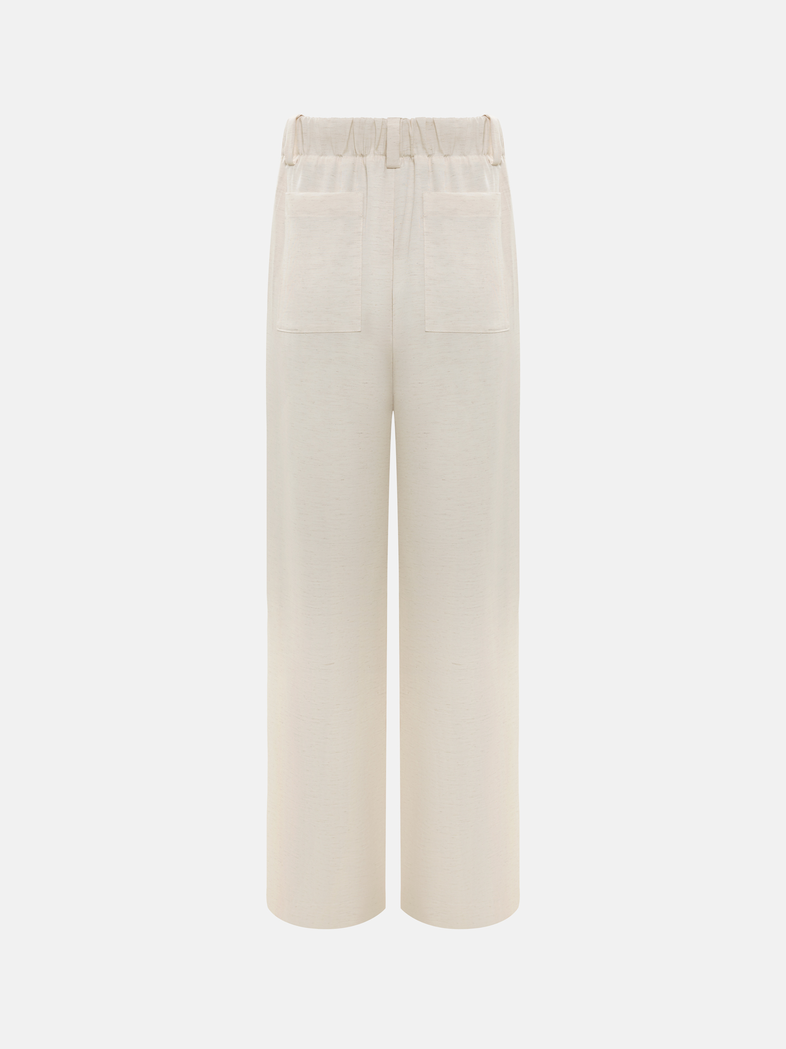 Loose-fitting viscose and linen trousers with waist ties