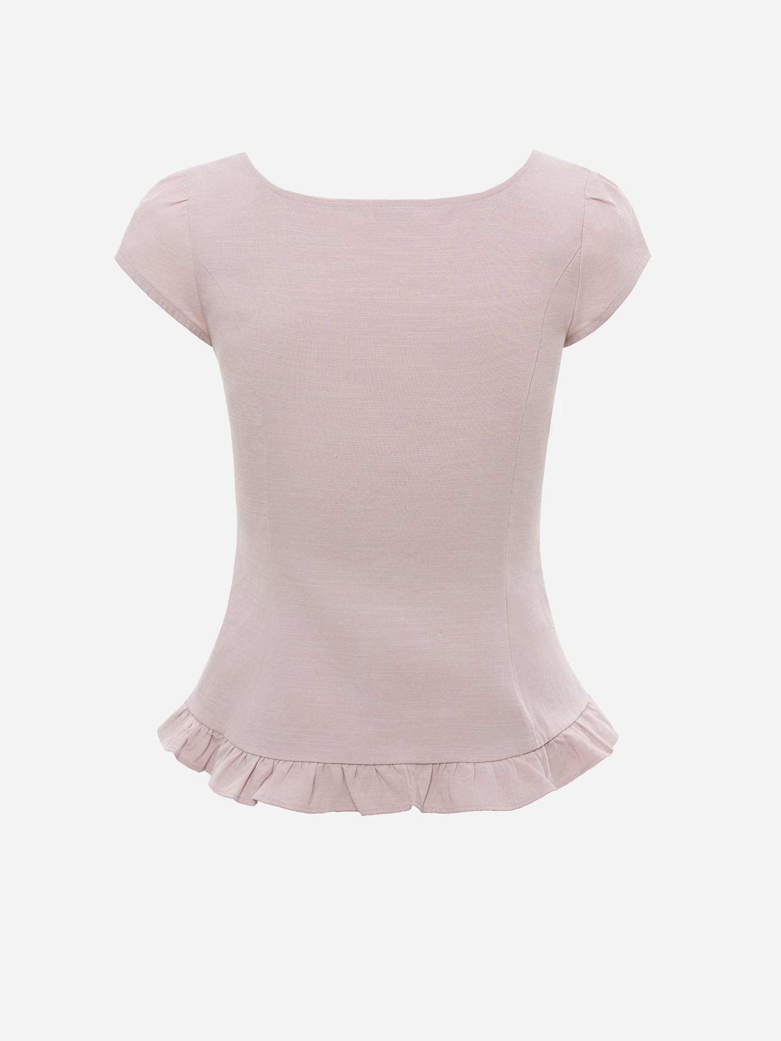 Fitted top with short sleeves and ruffles at the hem