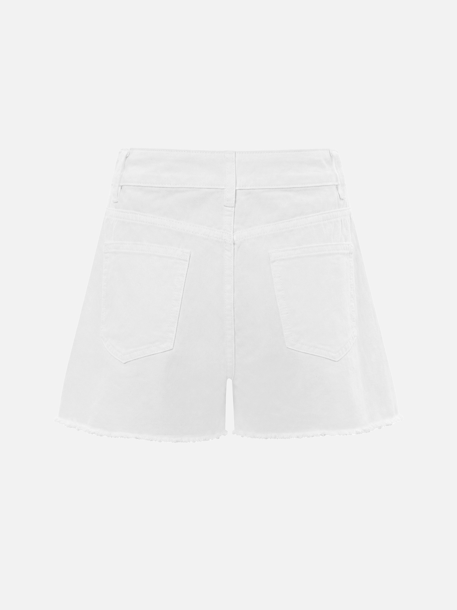 Denim mini shorts with frayed edges
