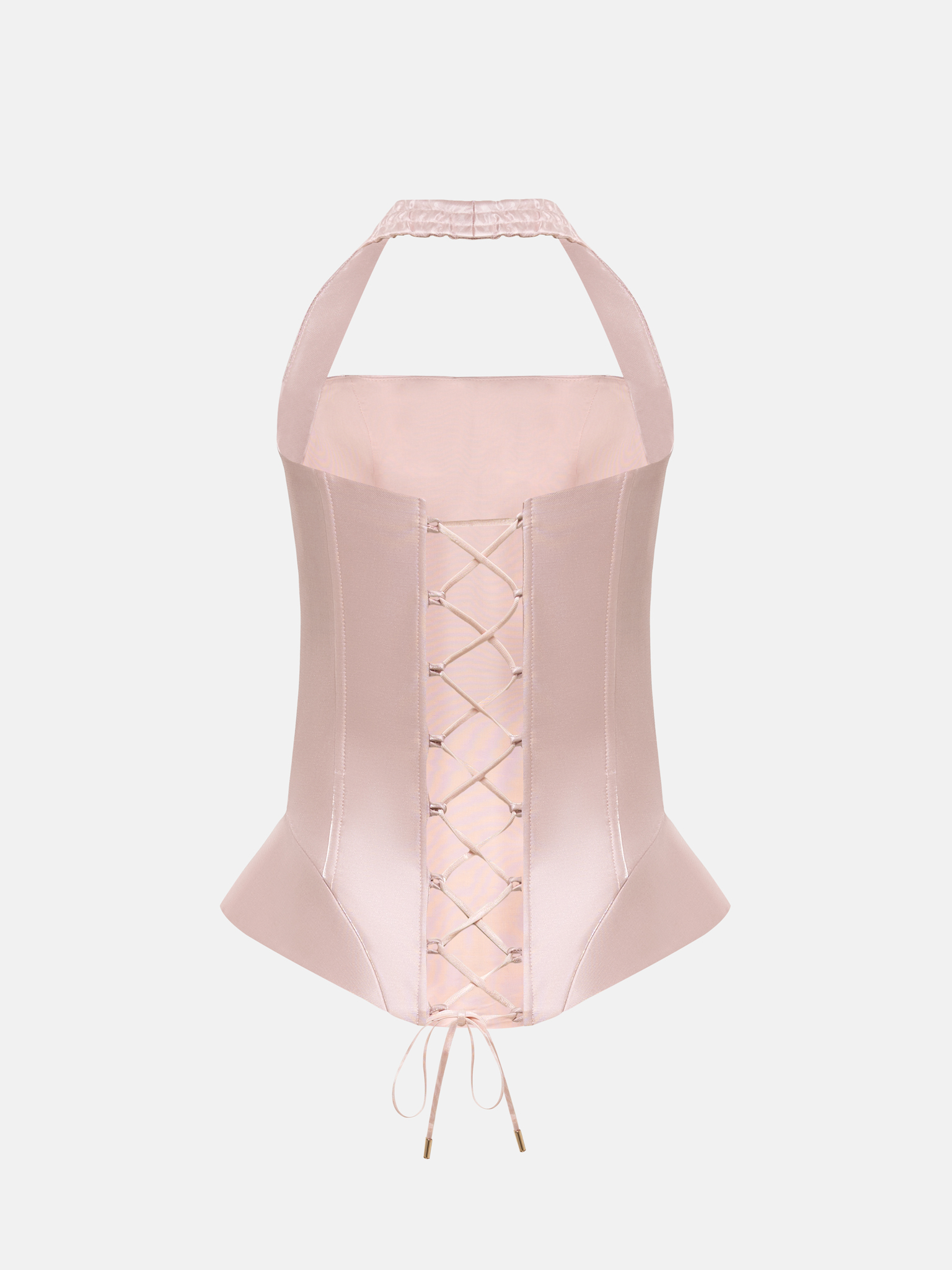 Corset with wide straps in metallic fabric