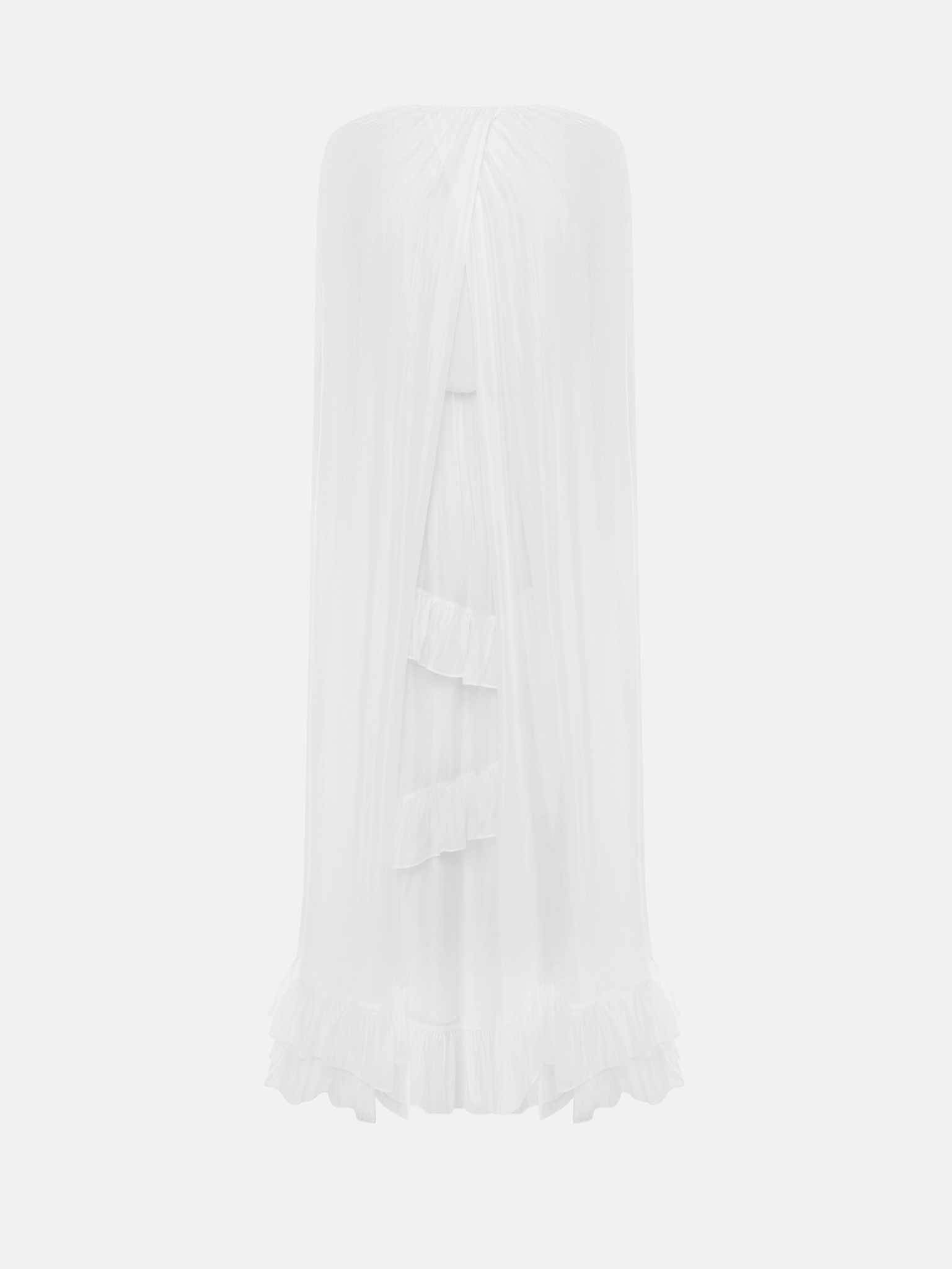 Chiffon maxi dress with ruffles and light sleeves