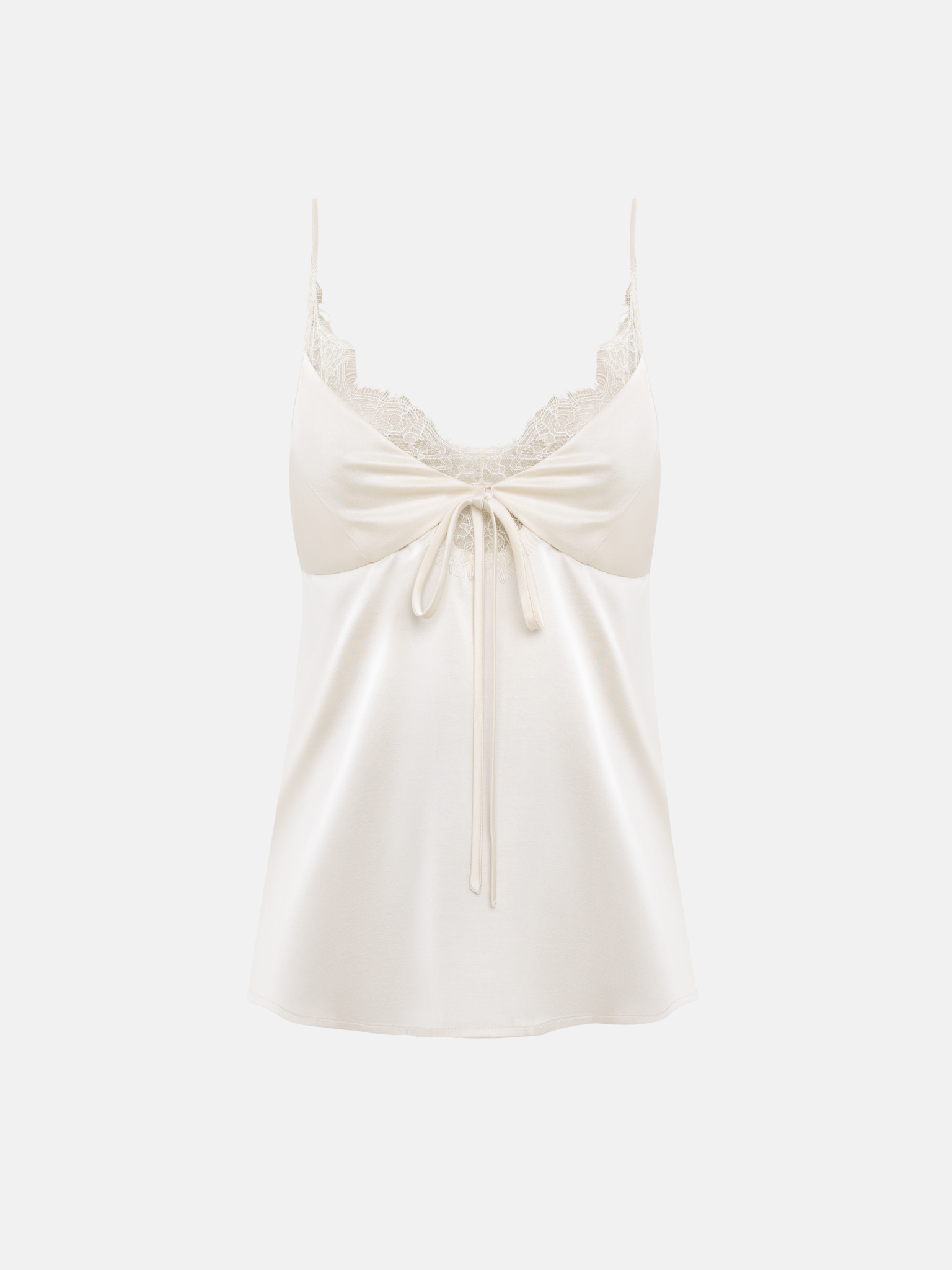Thin-strapped top with lace and matching ties