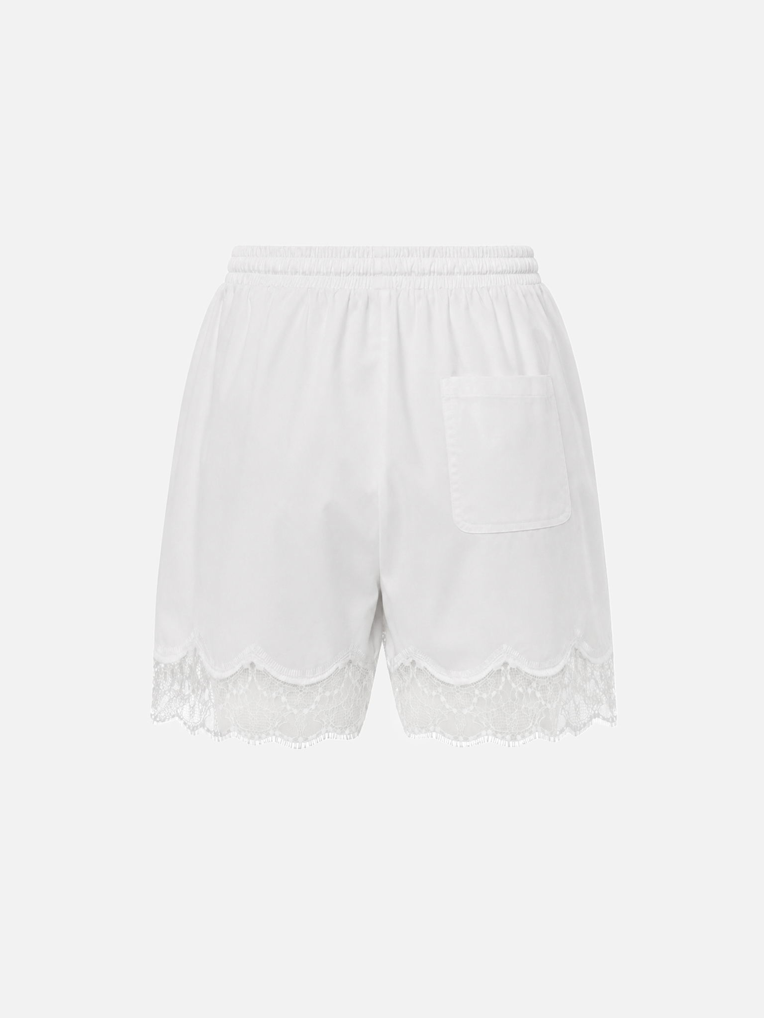 Satin mini shorts with lace cuffs
