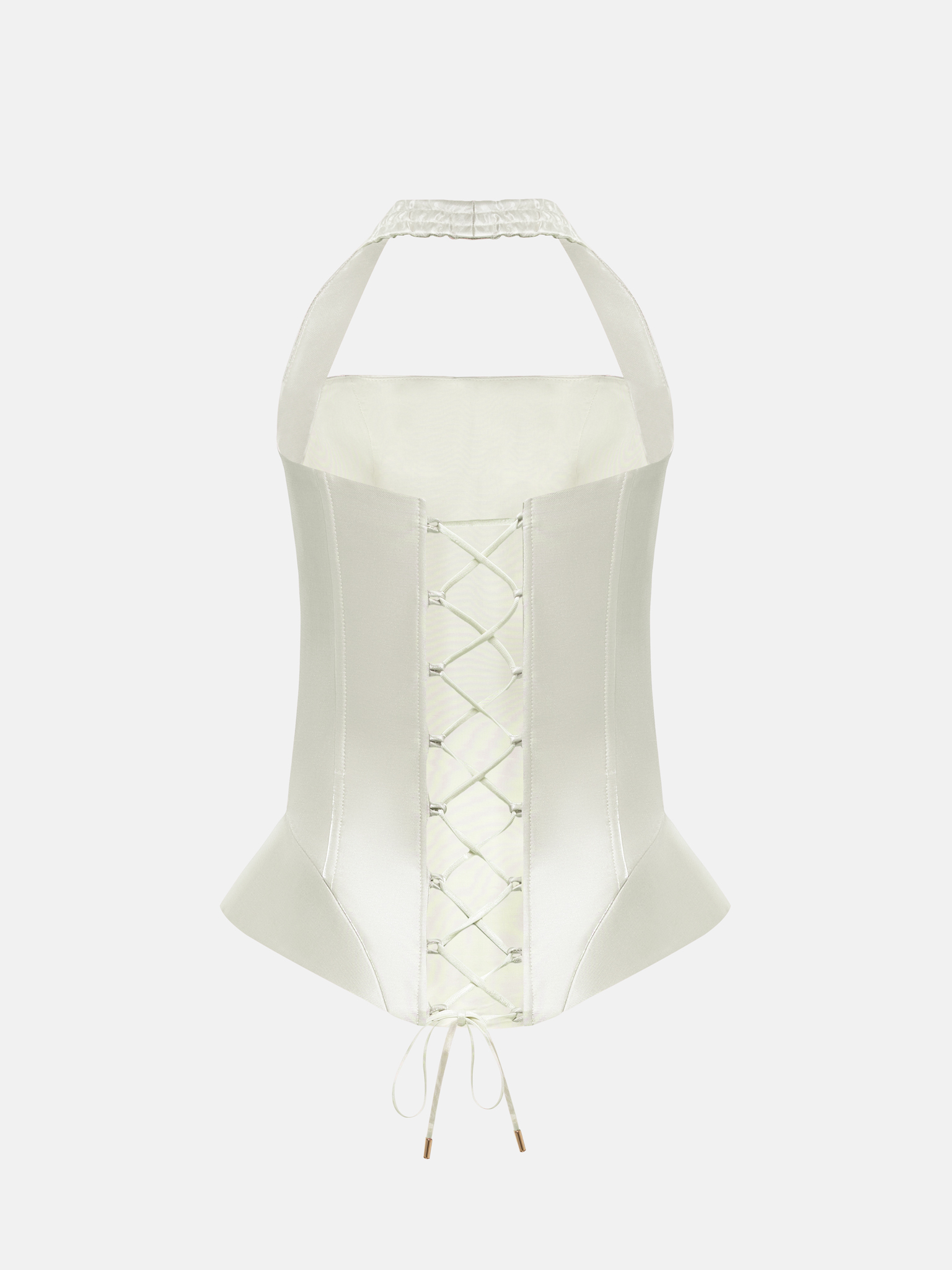 Corset with wide straps in metallic fabric