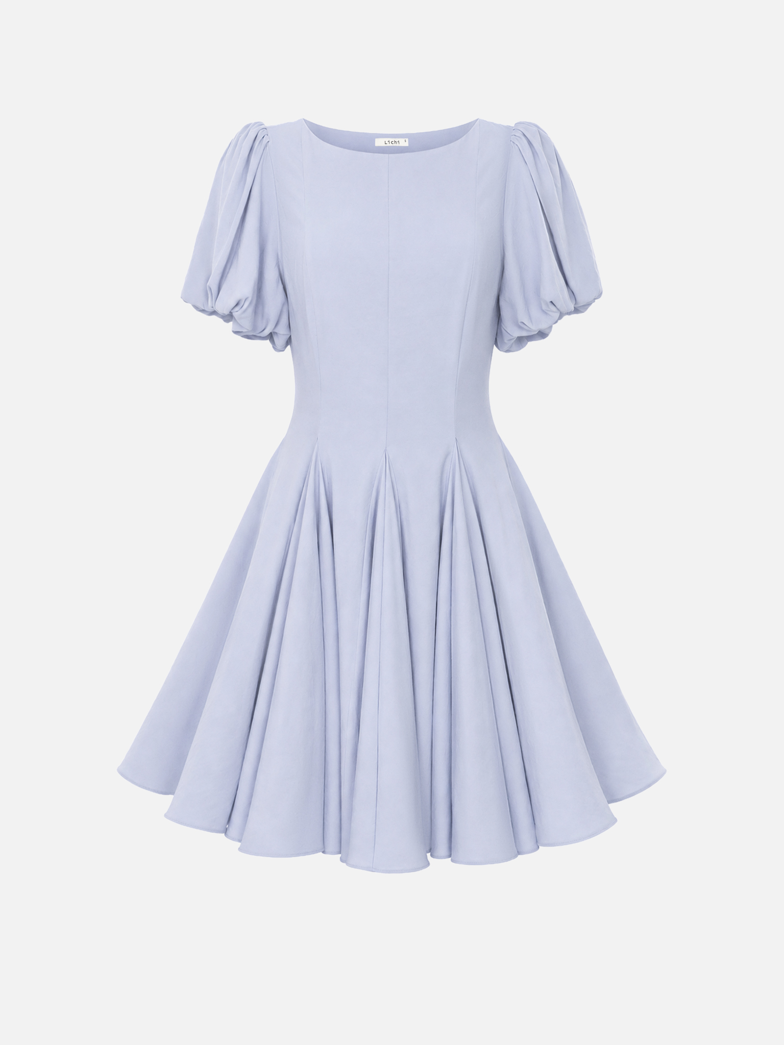 Viscose mini dress with puff sleeves and voluminous skirt :: LICHI - Online  fashion store