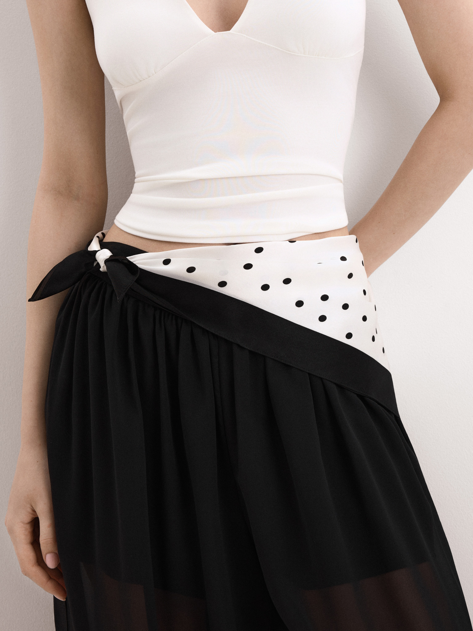 Polka dot silk scarf