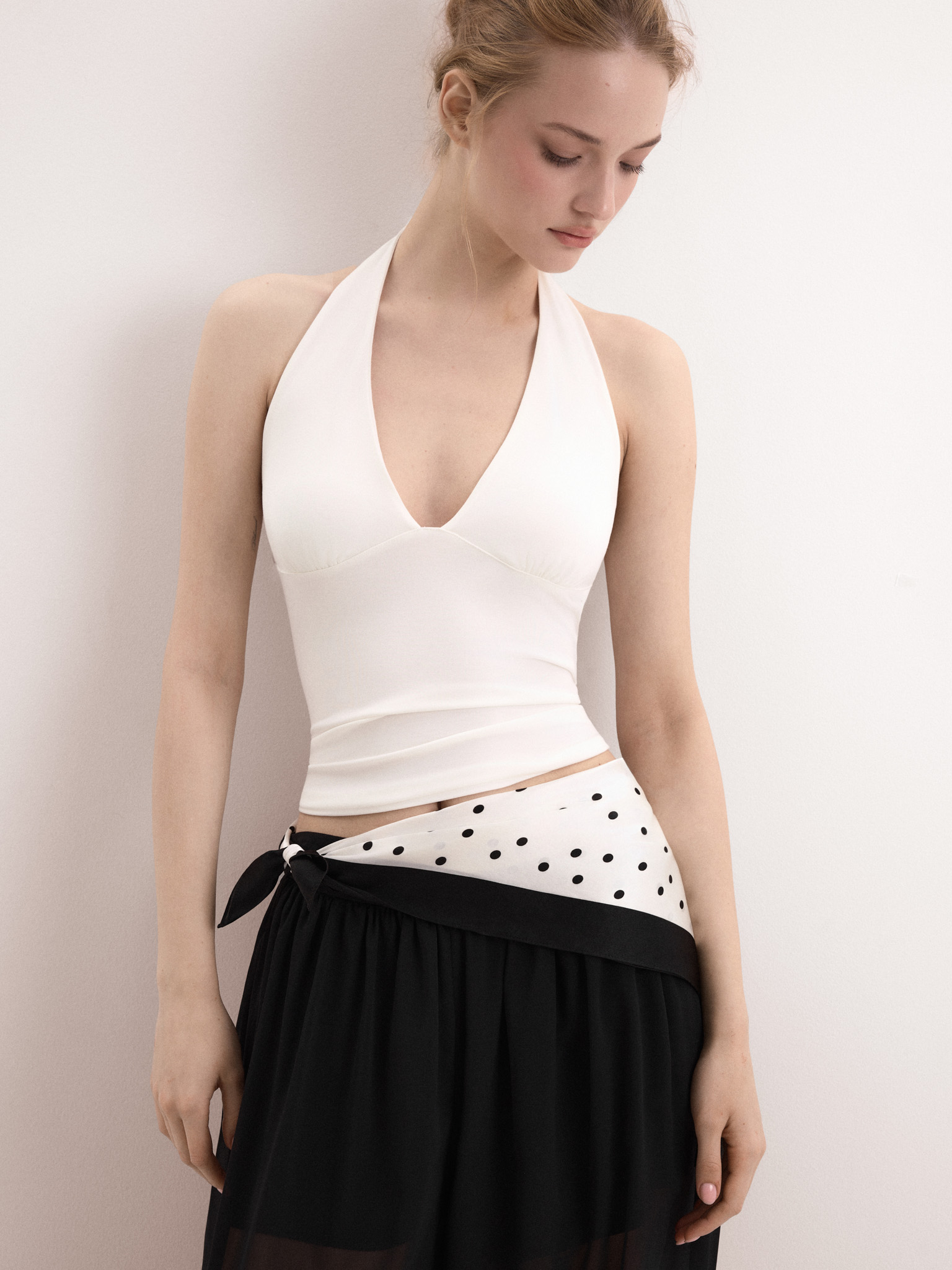 Polka dot silk scarf